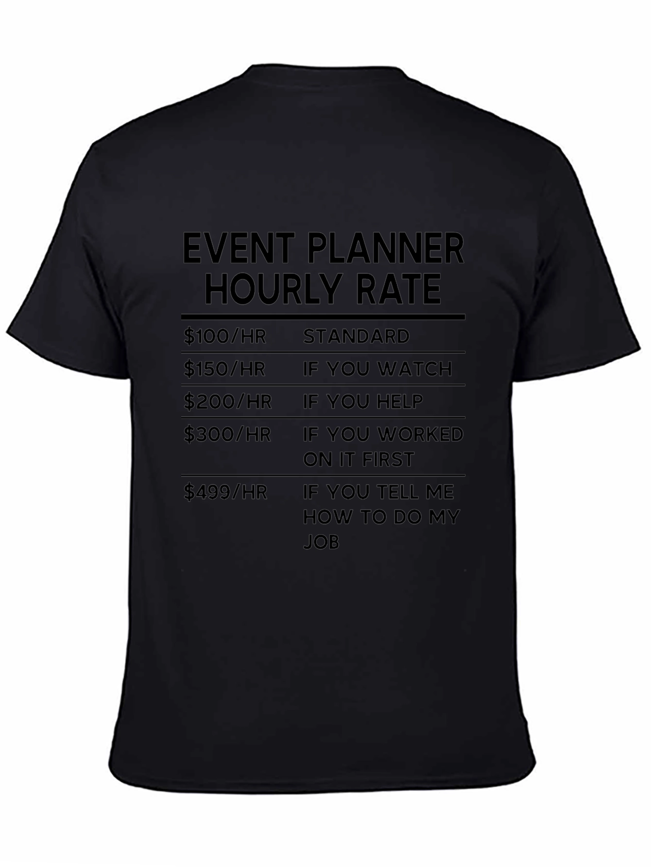 Event Planner Hourly Rate Novelty T-Shirt