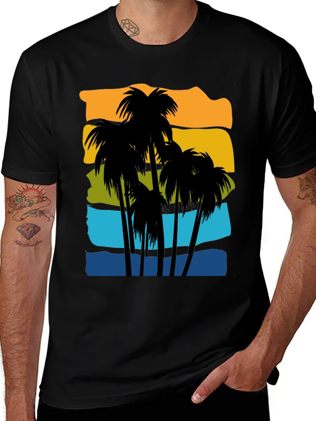 Tropical Palm Tree Graphic Tee - Island Vibes