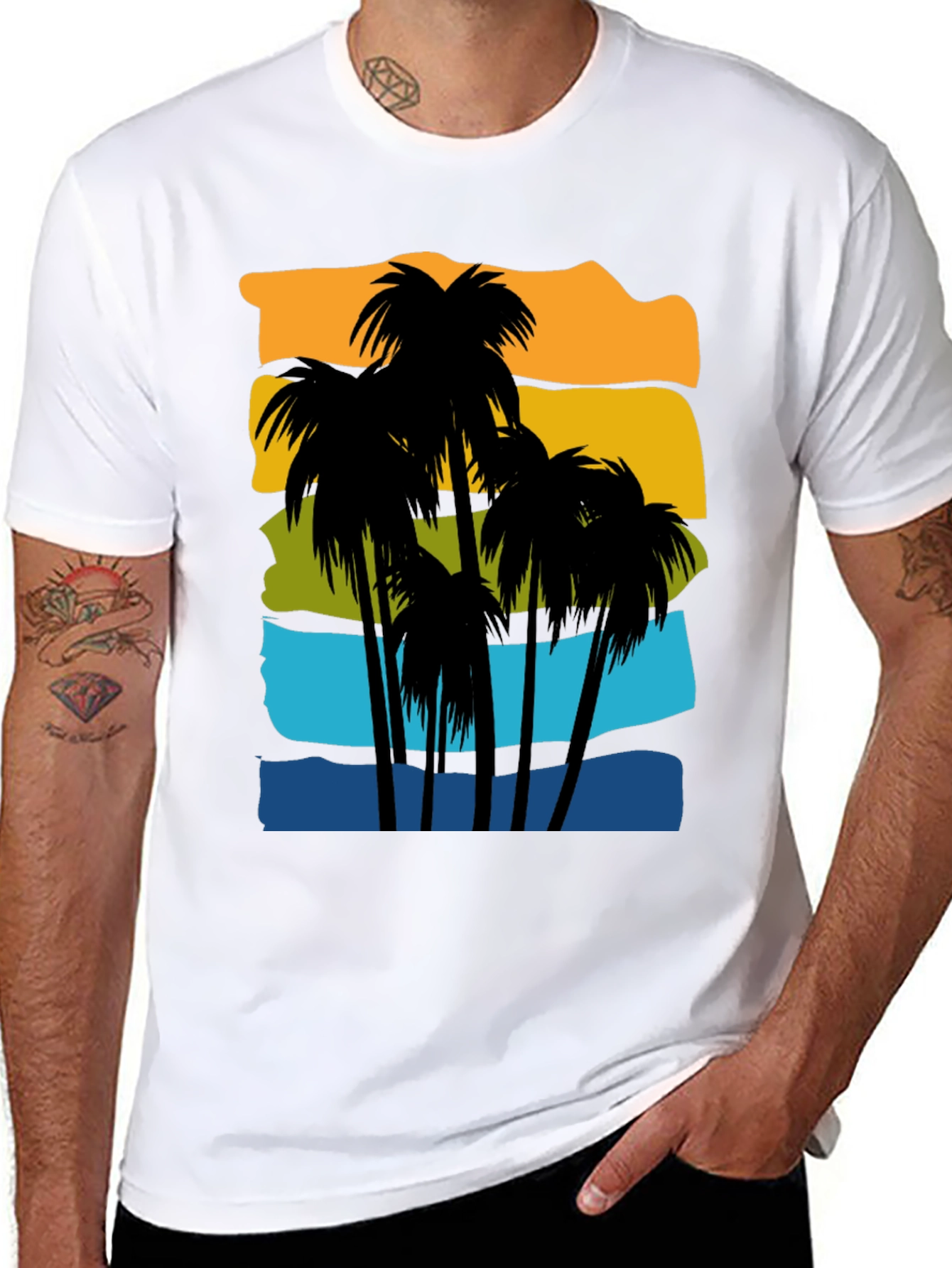 Tropical Palm Tree Graphic Tee - Island Vibes