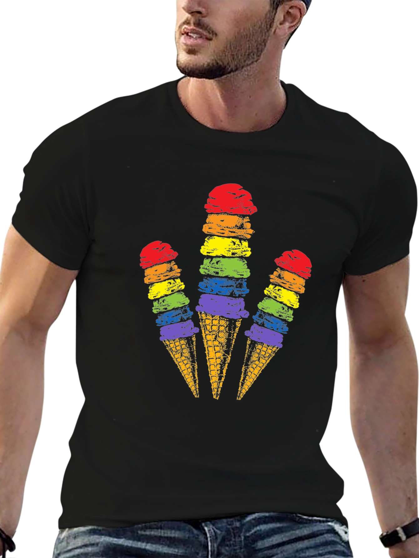 Rainbow Ice Cream Cone Graphic Tee