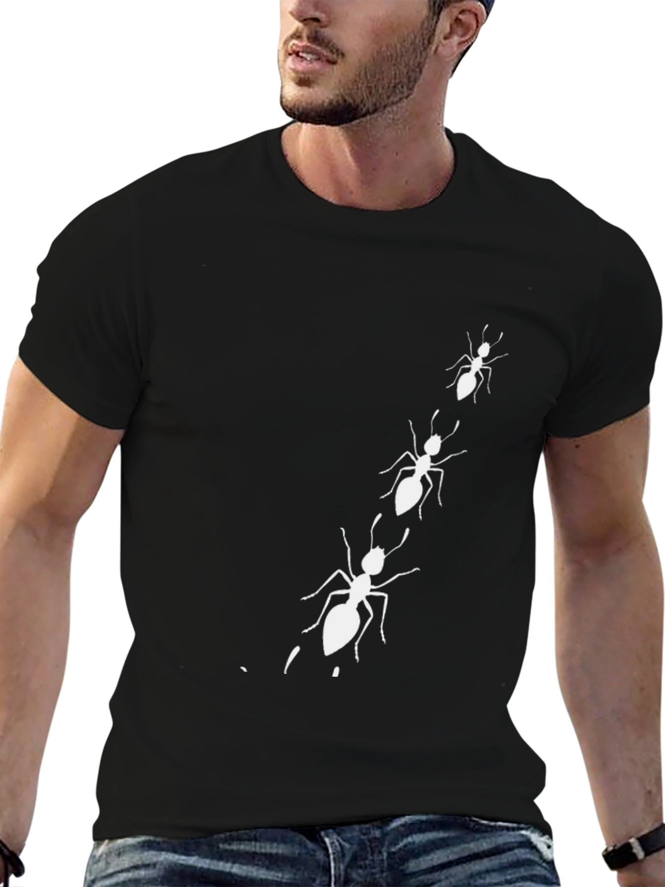 Ant Colony Graphic Tee - Black Cotton T-Shirt