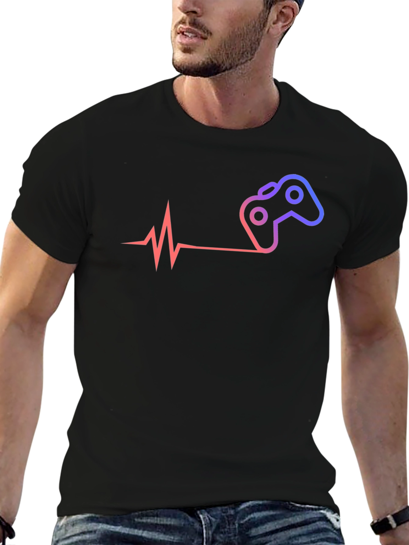 Gamer Heartbeat T-Shirt - Black Cotton Tee
