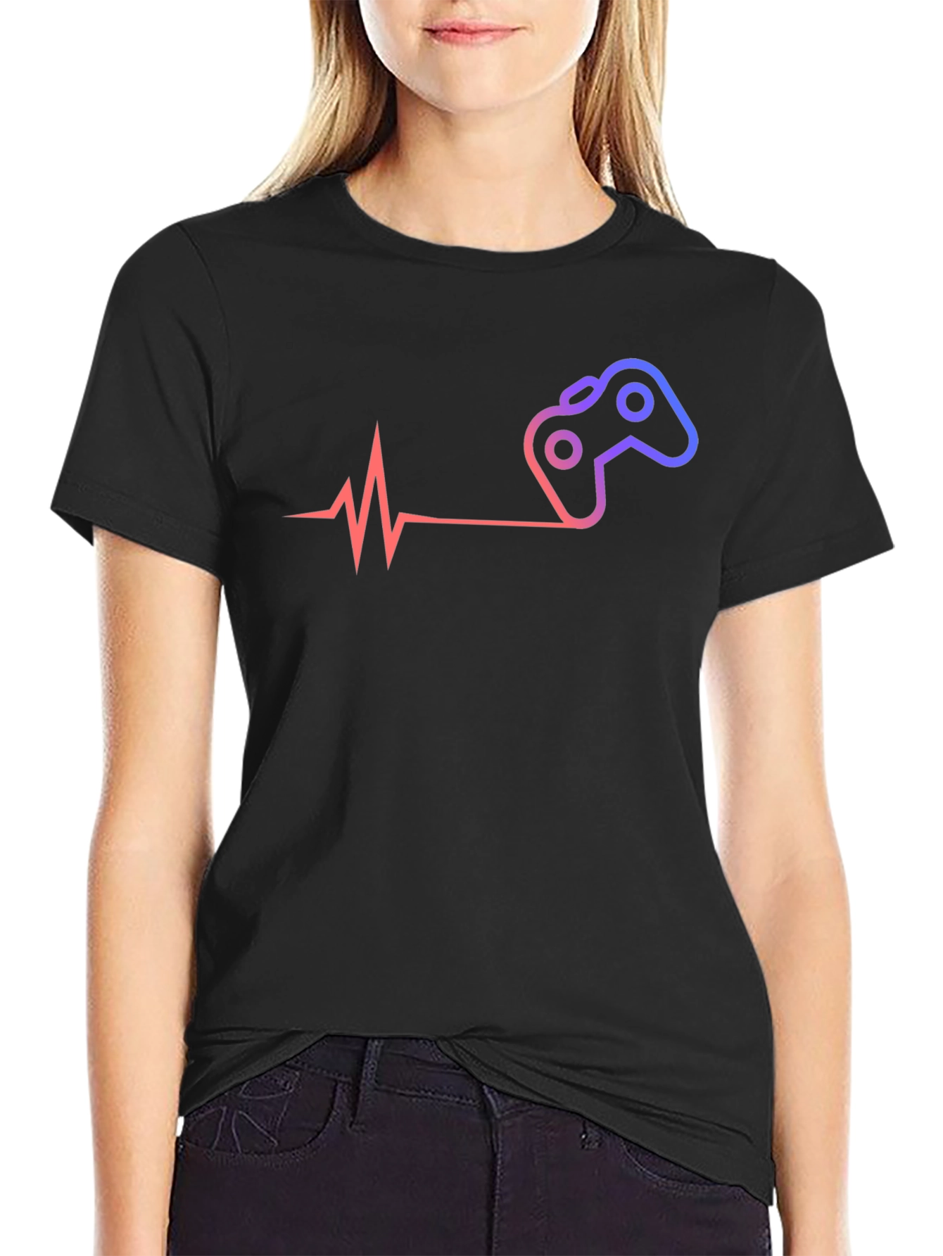 Gamer Heartbeat T-Shirt - Black Cotton Tee