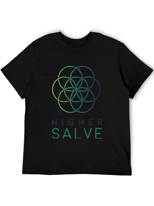 Higher Salve Black T-Shirt with Geometric Design