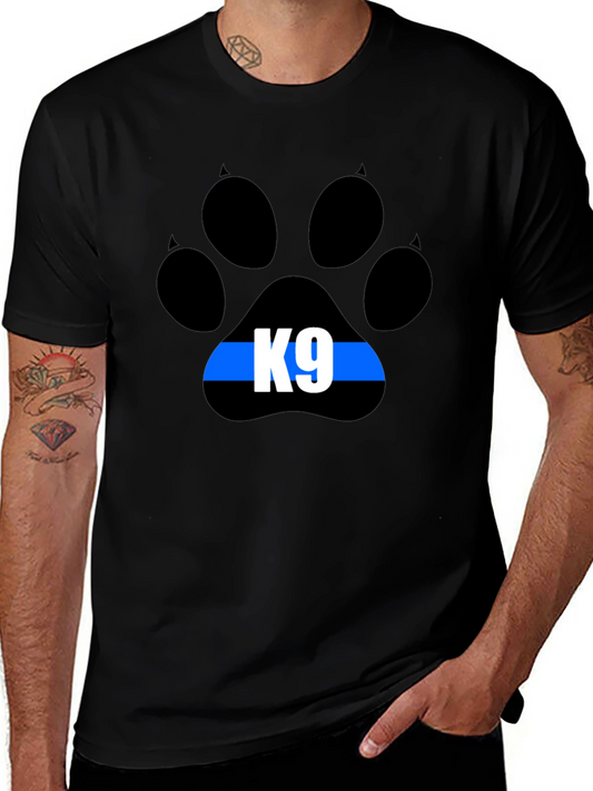 K9 Paw Print T-Shirt - Thin Blue Line Dog Lover Tee