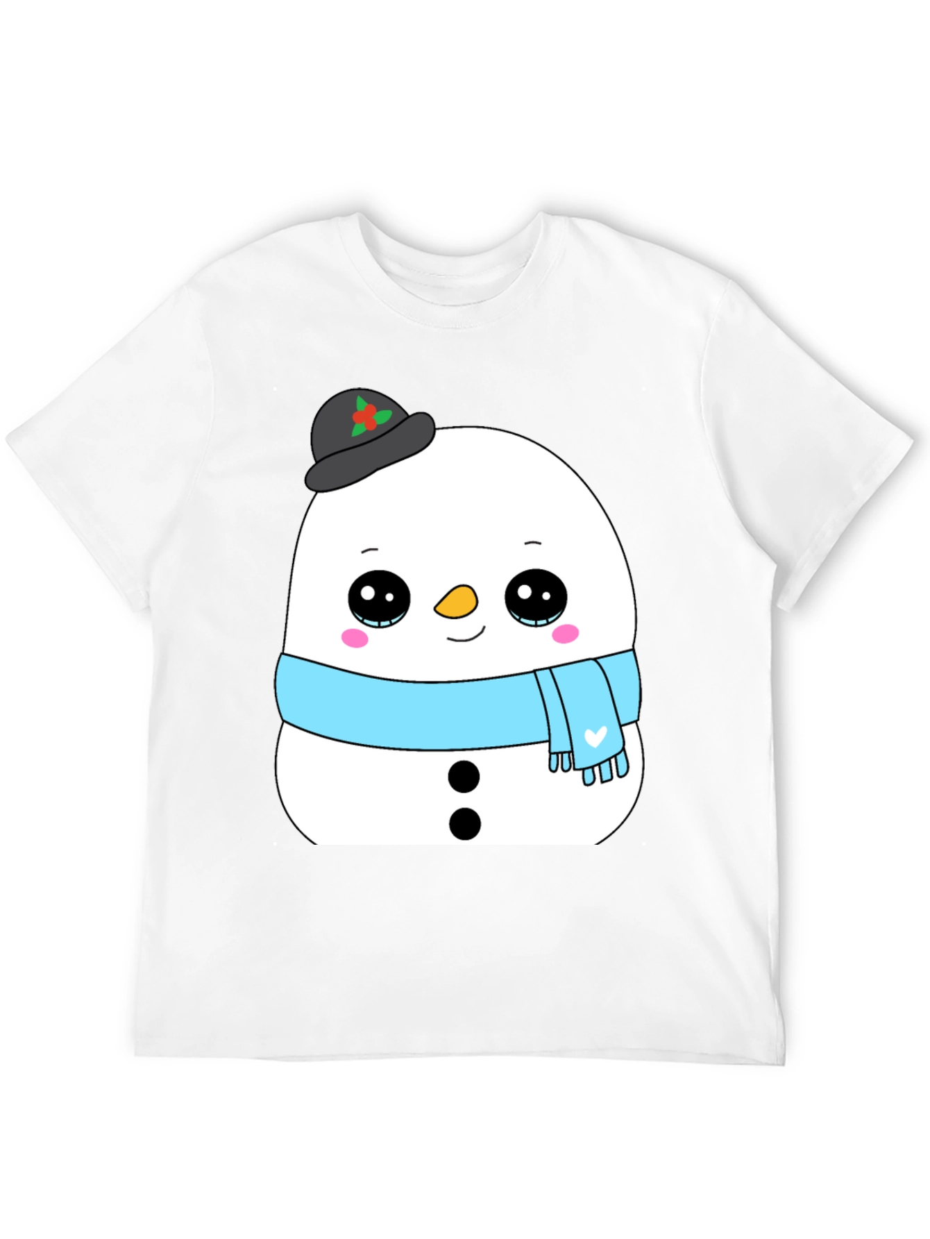 Cute Snowman Graphic Tee - Black Holiday Shirt