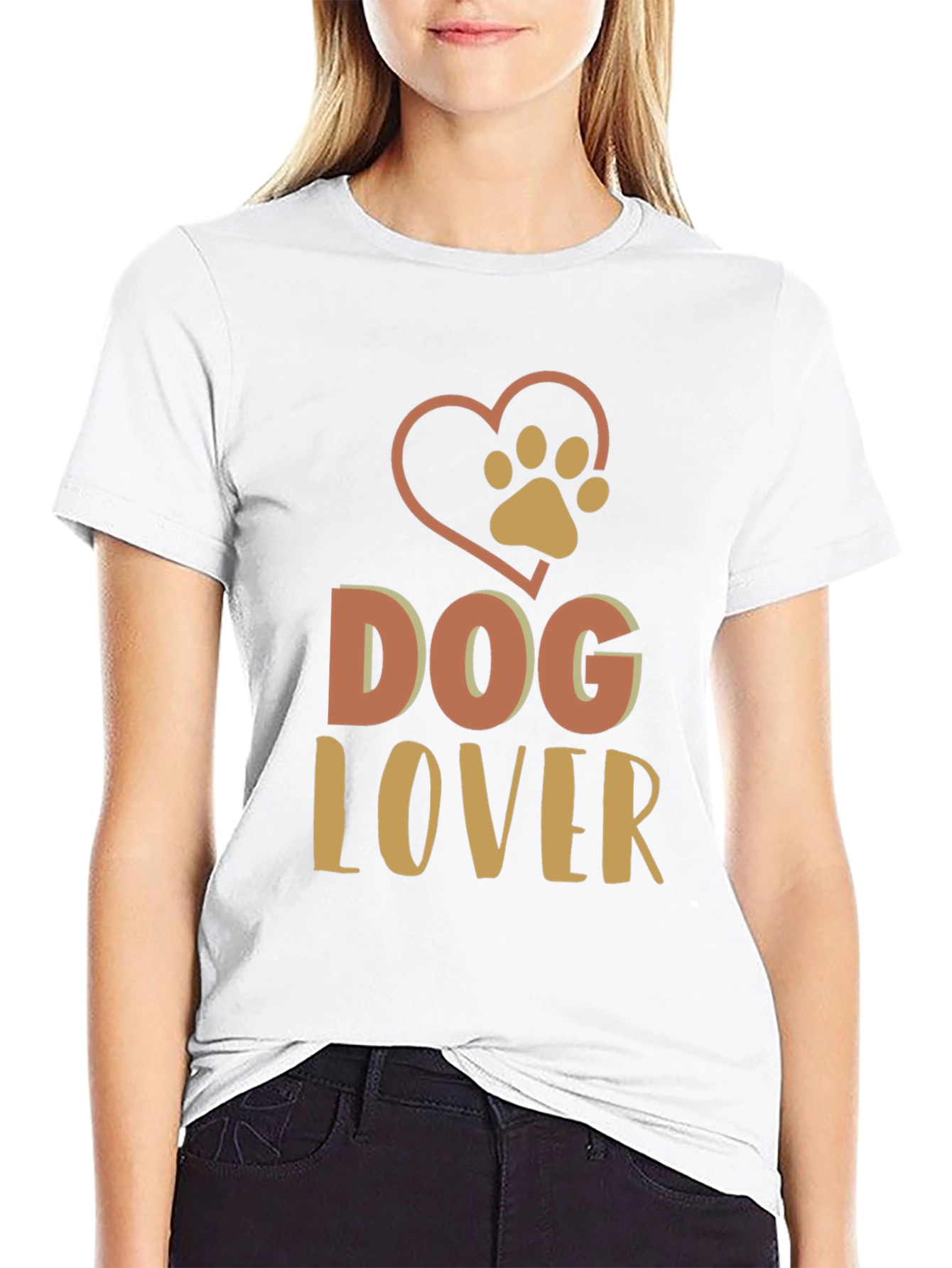Dog Lover Graphic Print Black T-Shirt