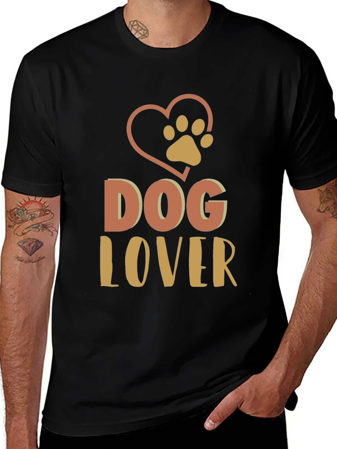 Dog Lover Graphic Print Black T-Shirt