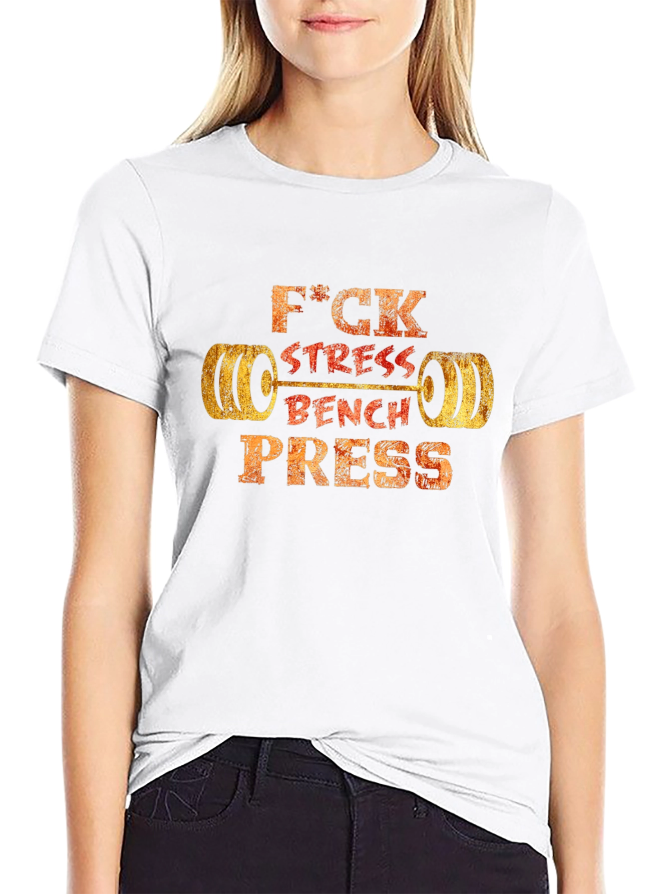 F*ck Stress Bench Press Black T-Shirt