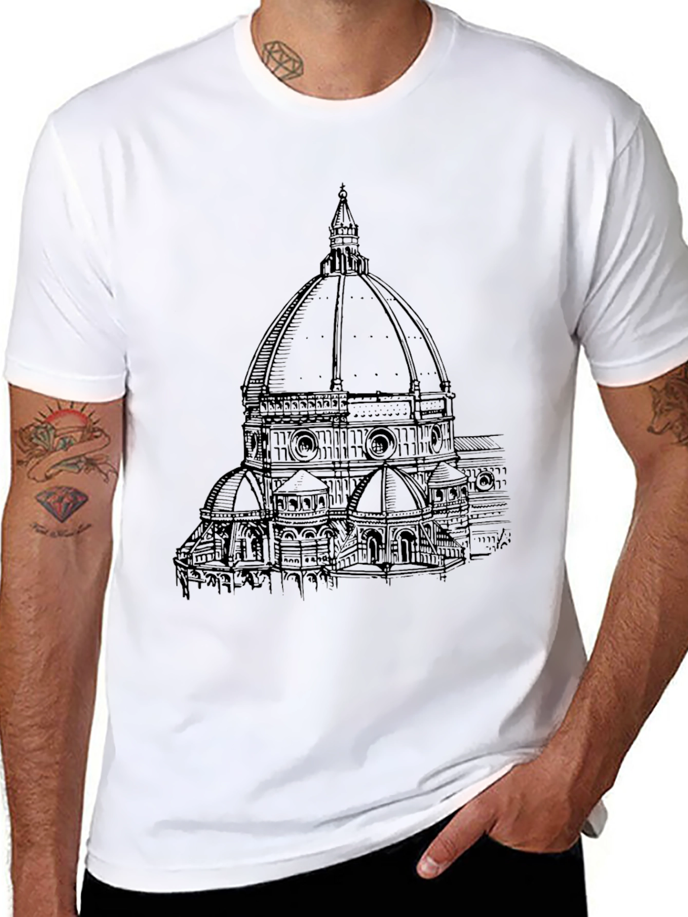 Florence Cathedral Sketch Black T-Shirt