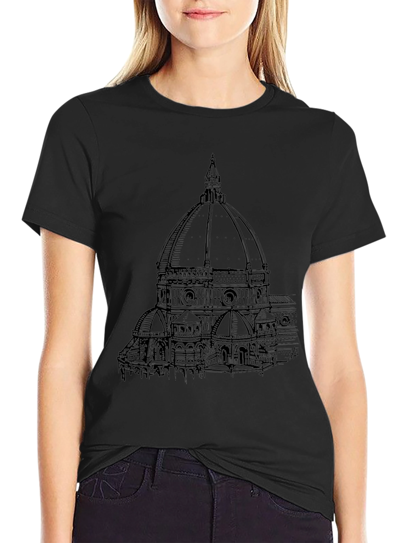 Florence Cathedral Sketch Black T-Shirt