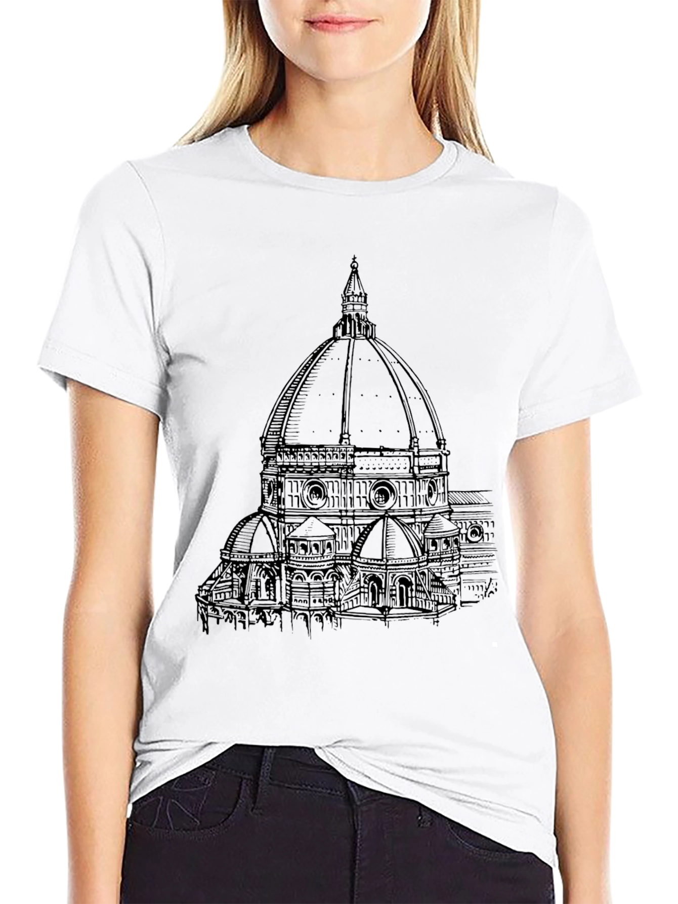 Florence Cathedral Sketch Black T-Shirt