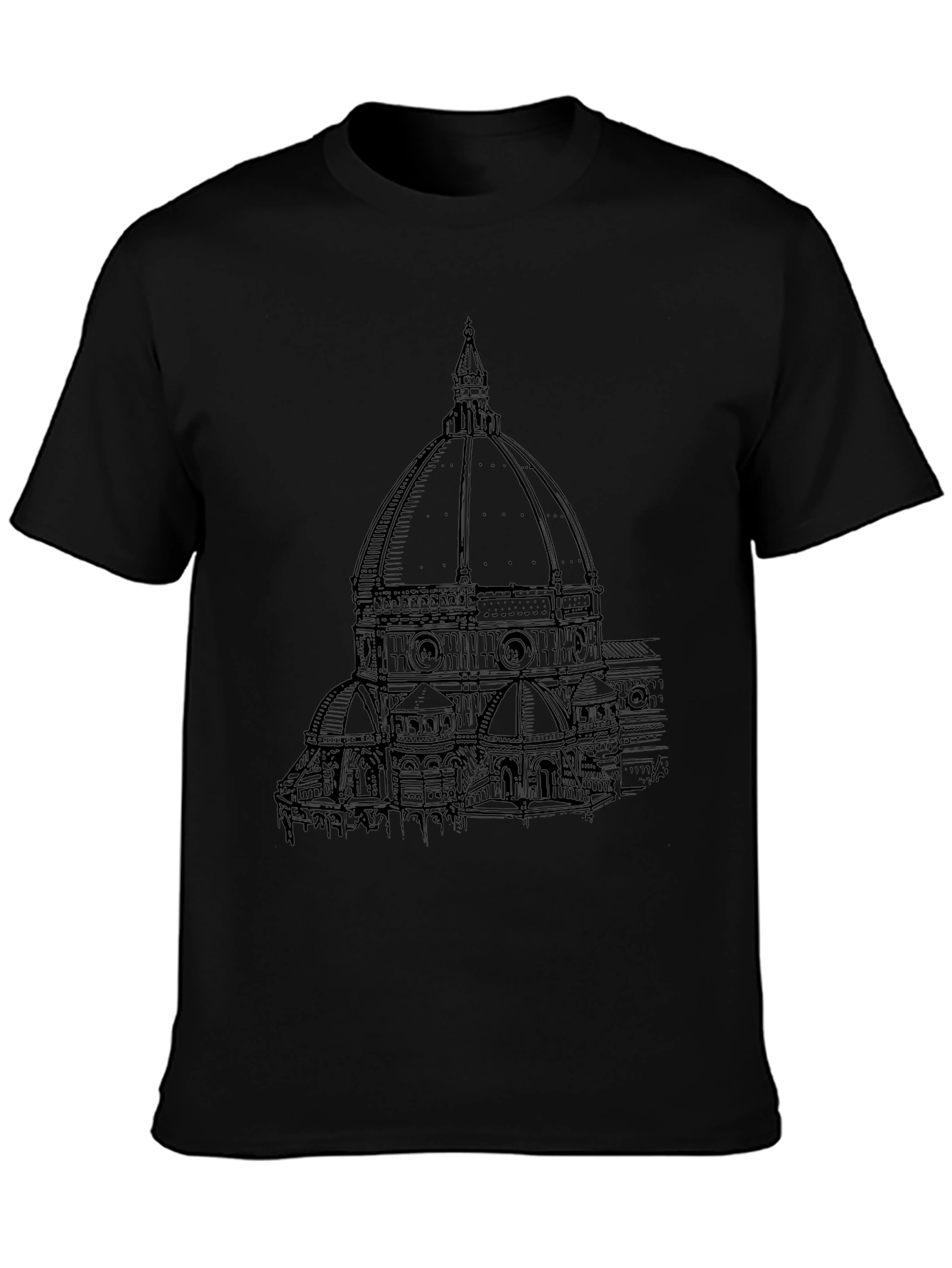Florence Cathedral Sketch Black T-Shirt