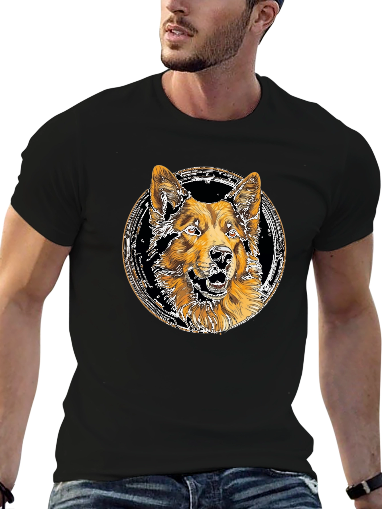 Dog Graphic Tee - Cool Canine Circle Design