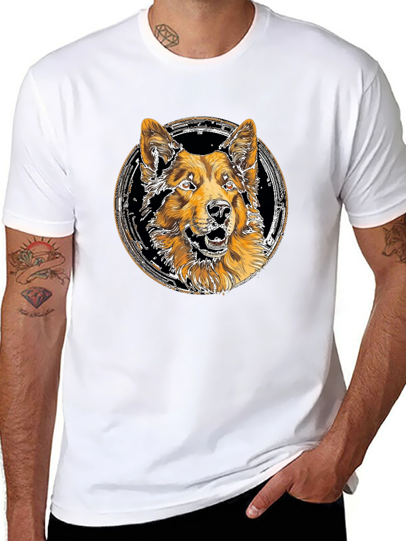 Dog Graphic Tee - Cool Canine Circle Design