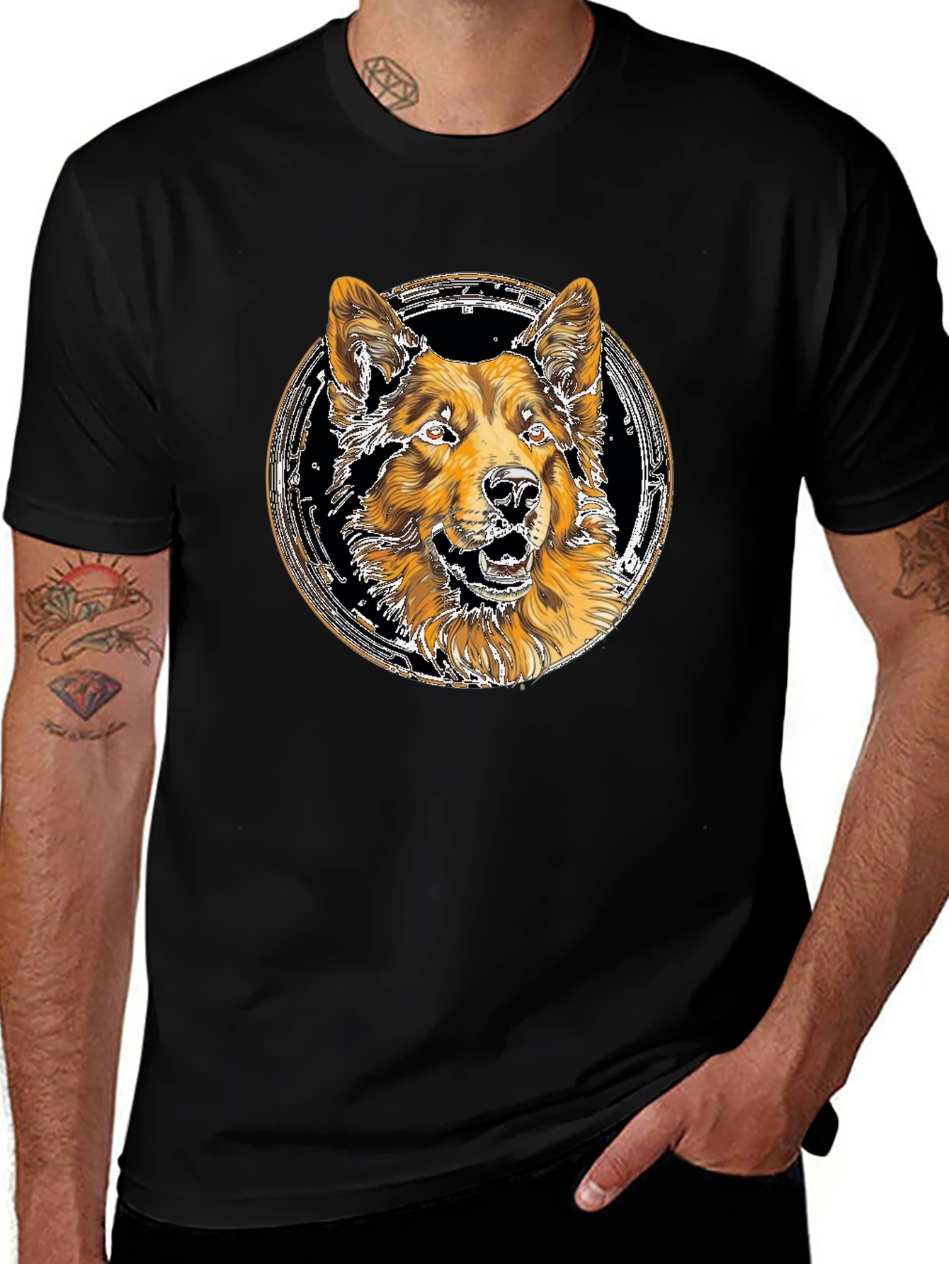 Dog Graphic Tee - Cool Canine Circle Design