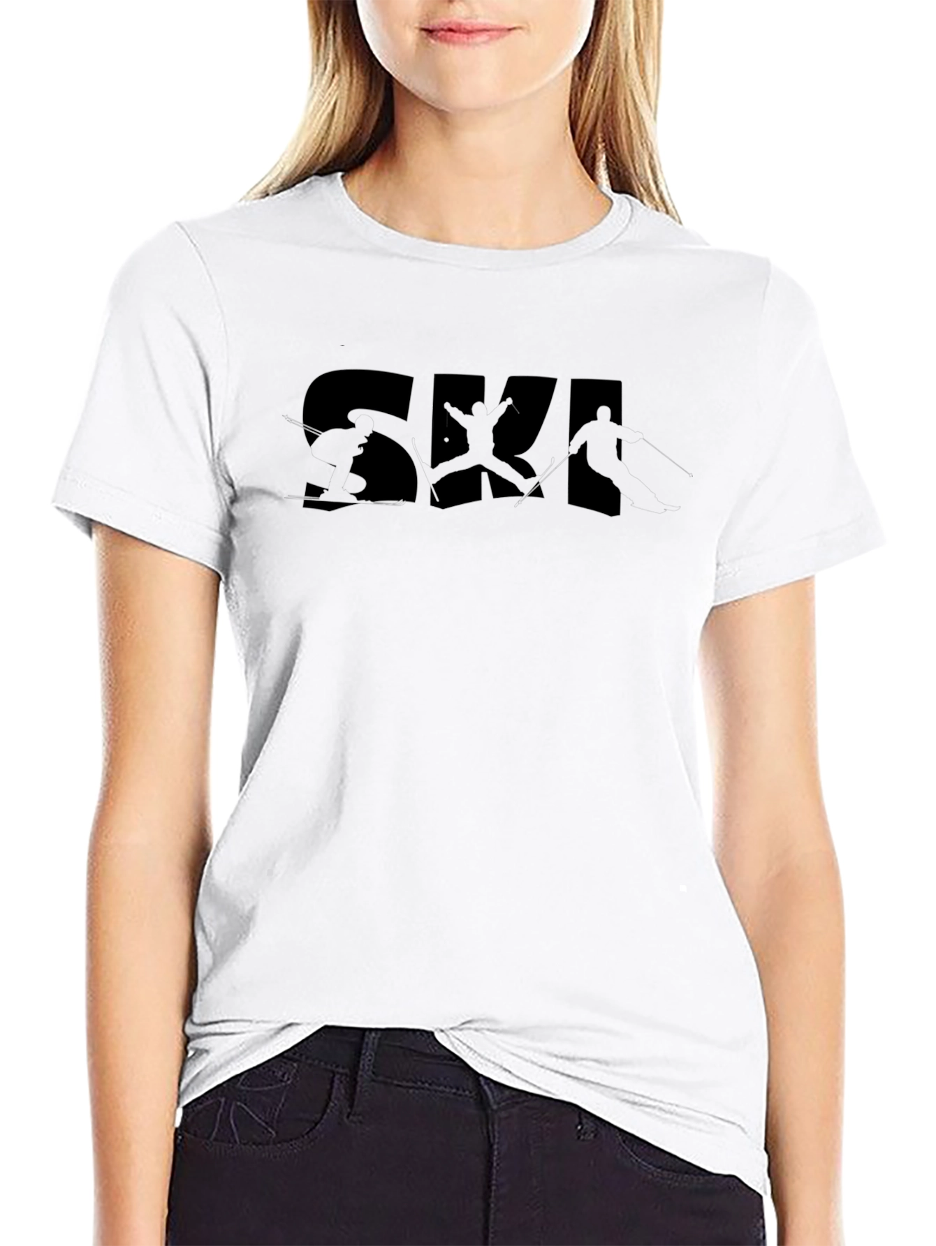 SKI Graphic Print Crew Neck T-Shirt