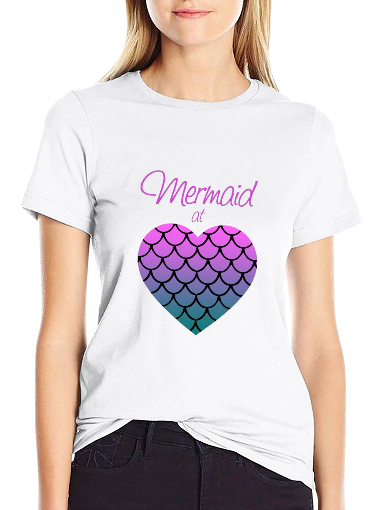 Mermaid at Heart Black T-Shirt