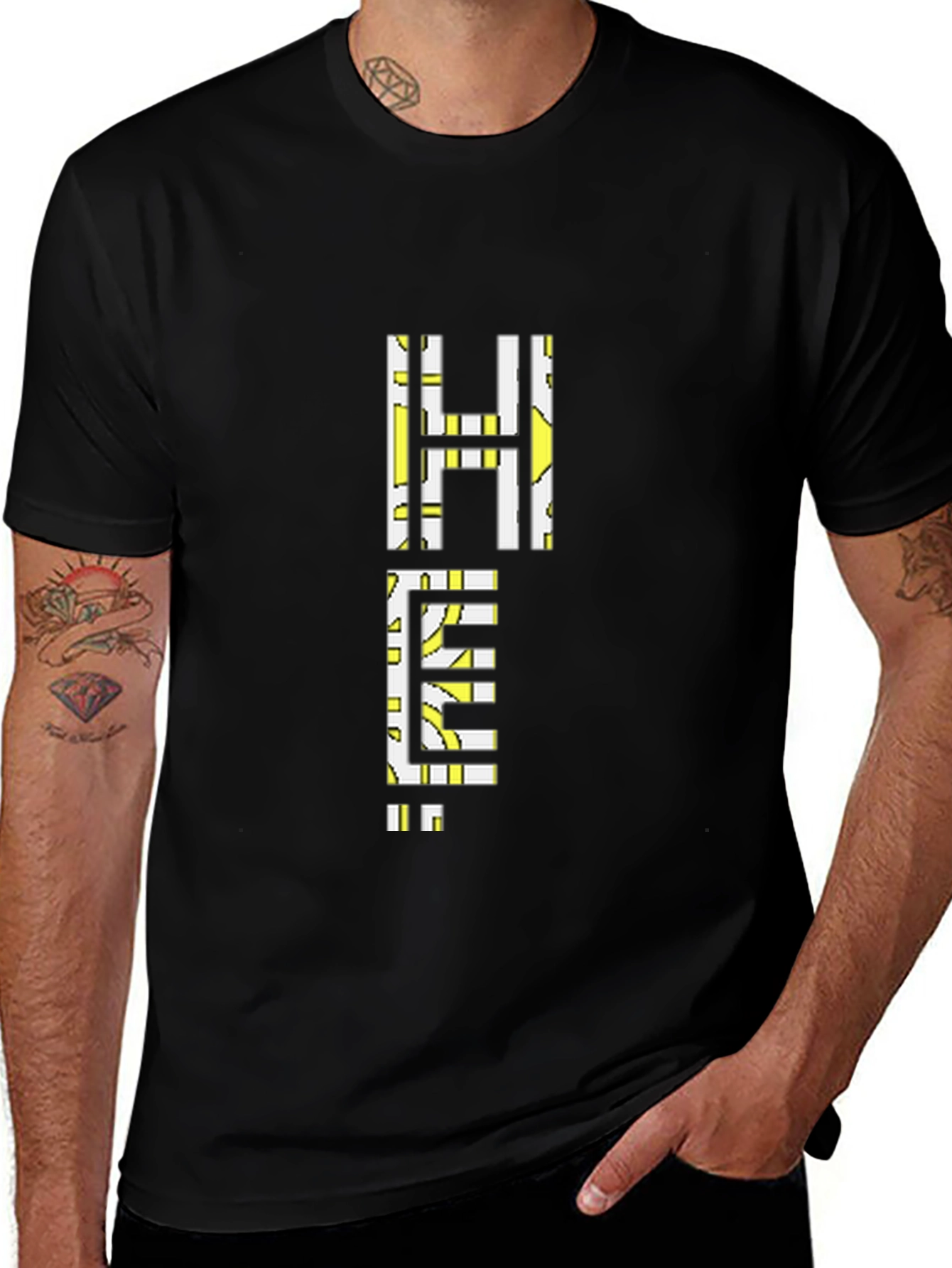 Geometric Help Graphic Tee - Black