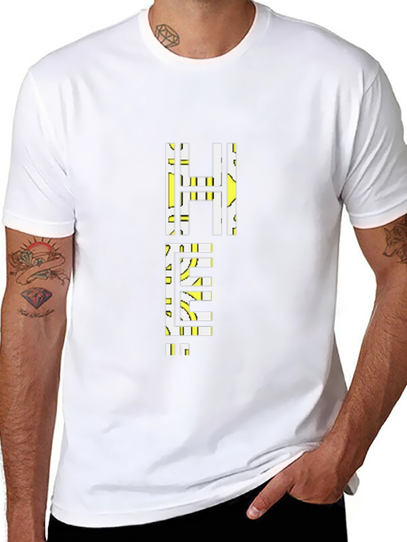 Geometric Help Graphic Tee - Black