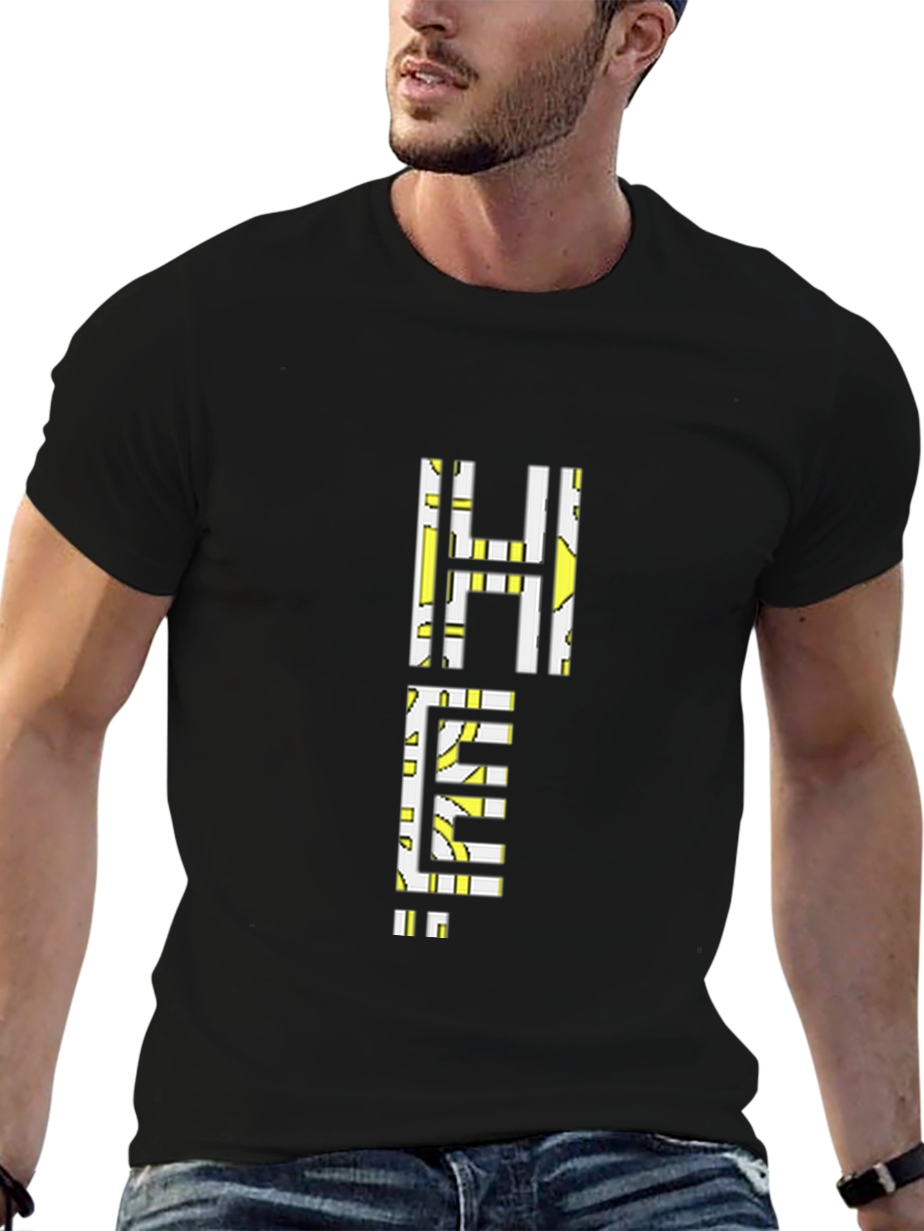 Geometric Help Graphic Tee - Black