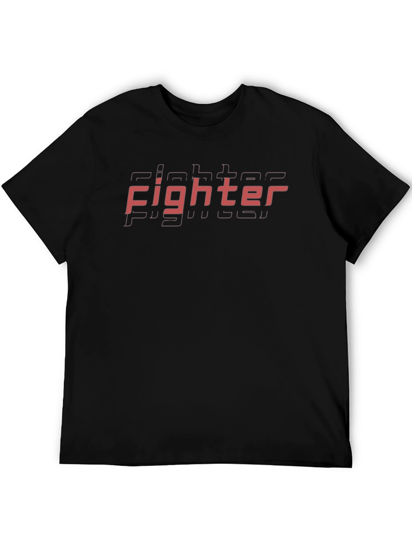 Fighter Graphic Print Black Crewneck T-Shirt