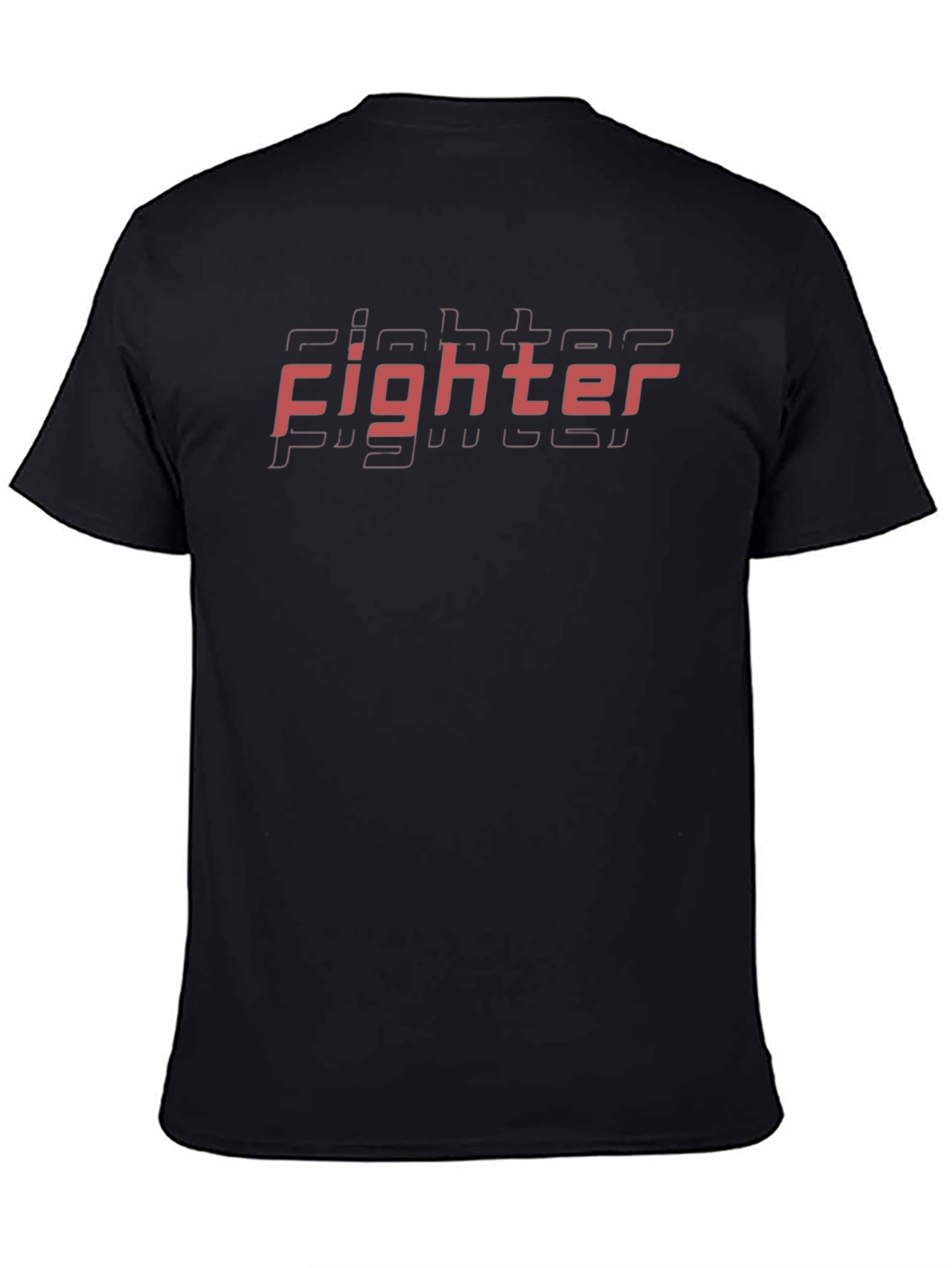 Fighter Graphic Print Black Crewneck T-Shirt