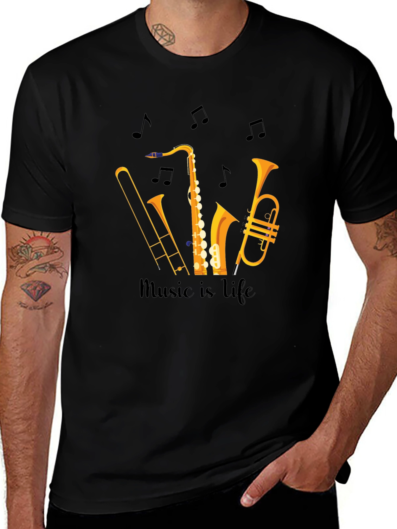 Music is Life Graphic Tee - Black Unisex T-Shirt