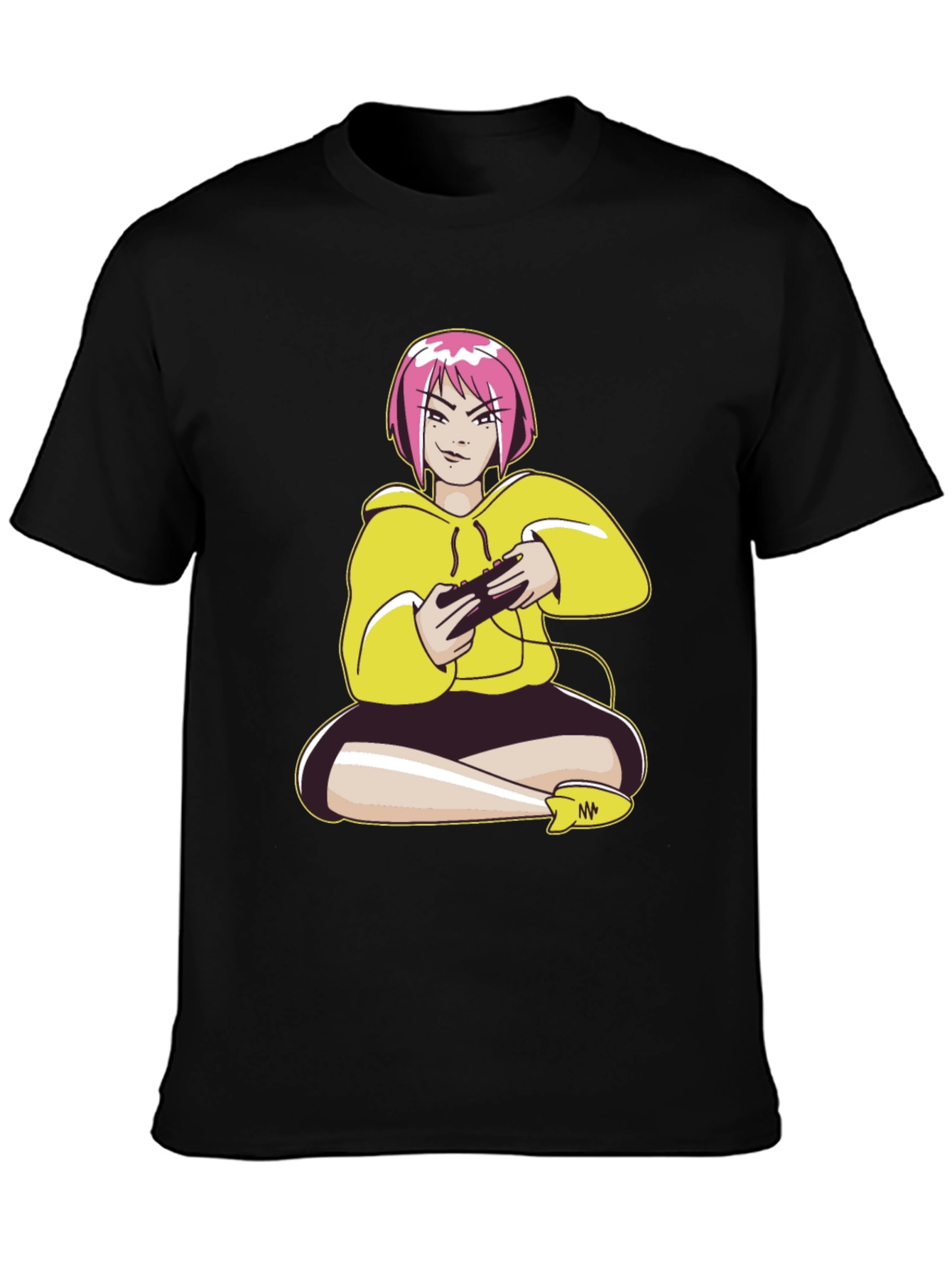 Gamer Girl Graphic Tee - Black Cotton T-Shirt