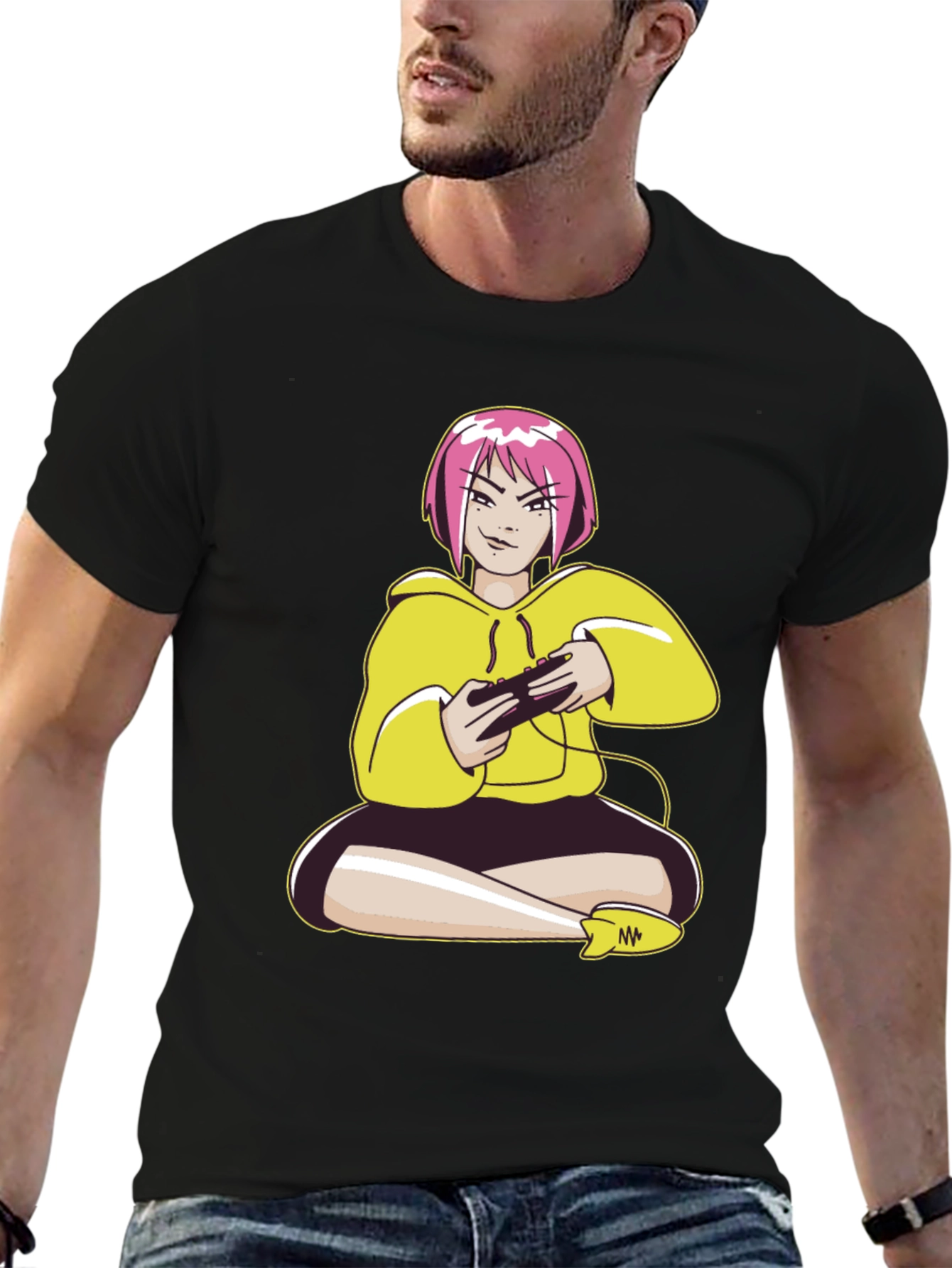 Gamer Girl Graphic Tee - Black Cotton T-Shirt