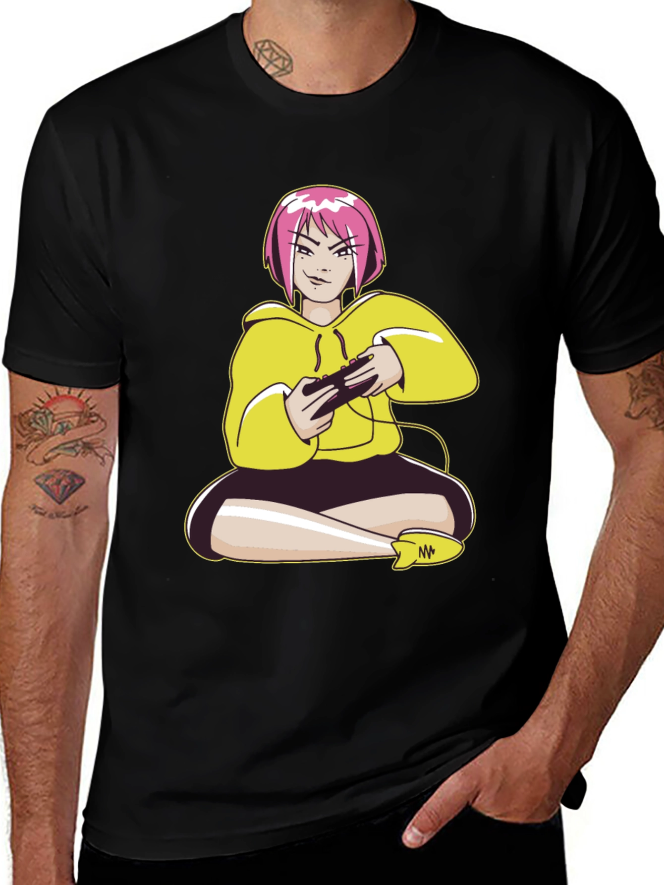 Gamer Girl Graphic Tee - Black Cotton T-Shirt