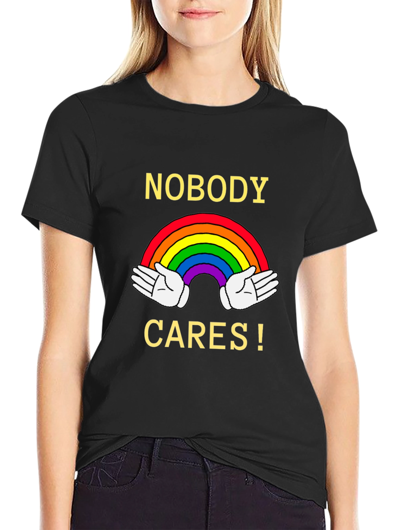 Nobody Cares Rainbow Graphic Tee