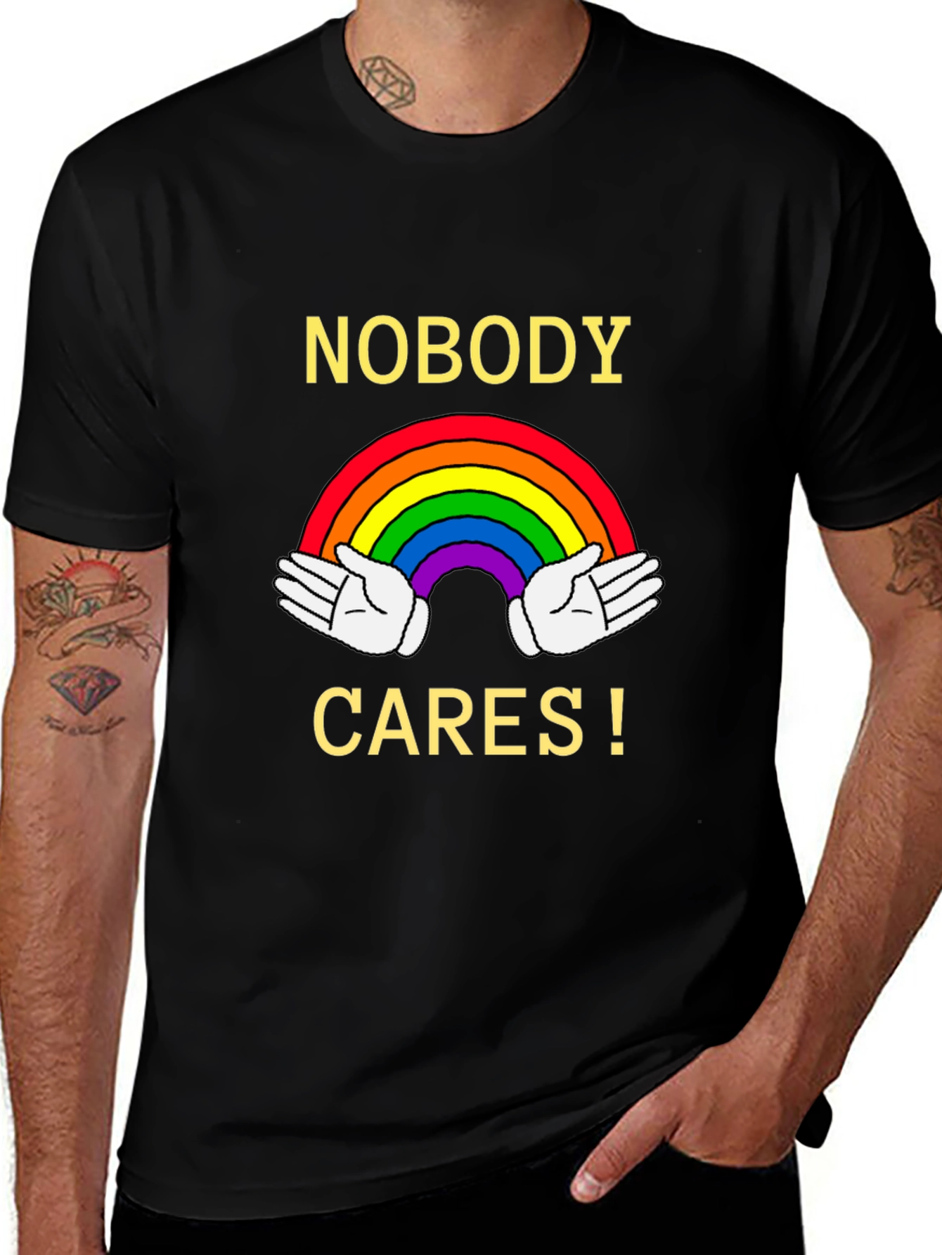 Nobody Cares Rainbow Graphic Tee