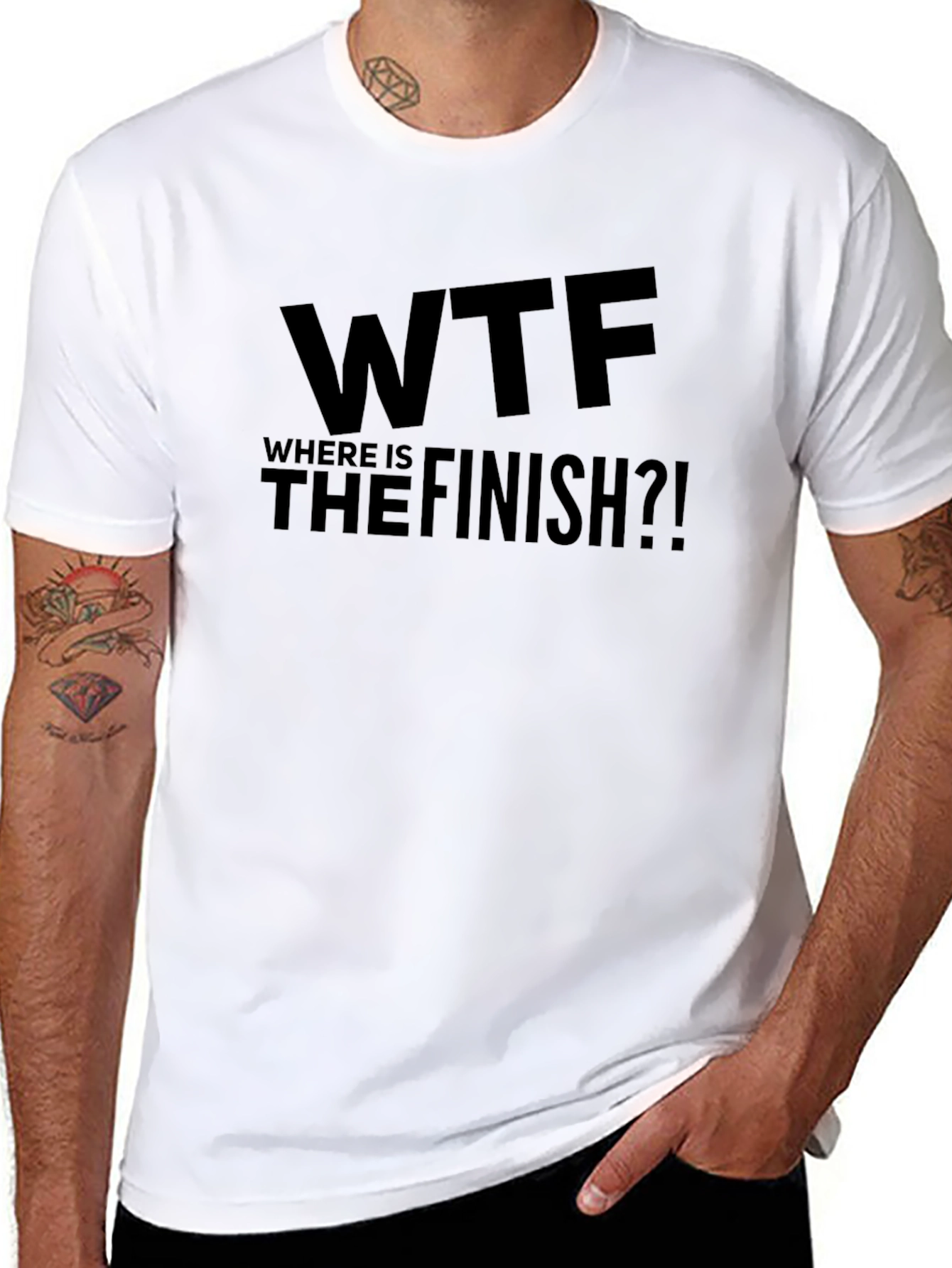 WTF Where is the Finish?! Mens Black T-Shirt
