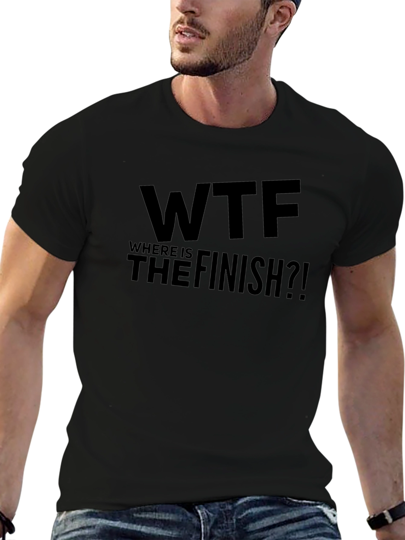 WTF Where is the Finish?! Mens Black T-Shirt