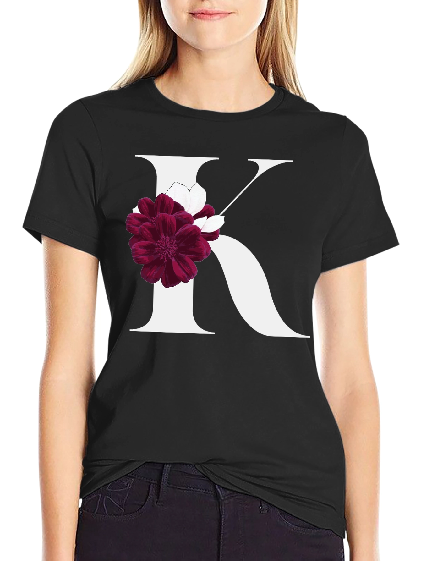 Floral Letter K Graphic Tee