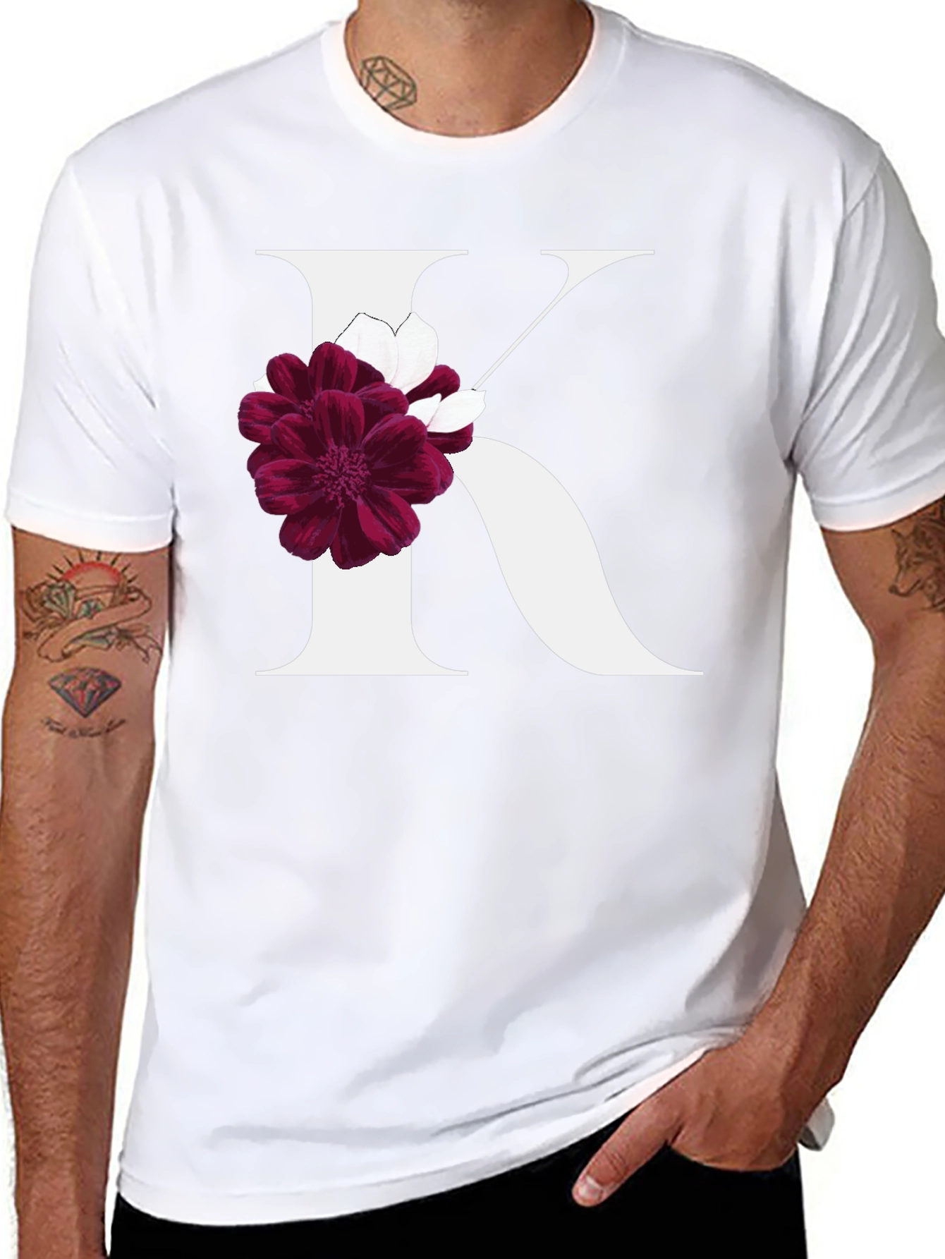 Floral Letter K Graphic Tee