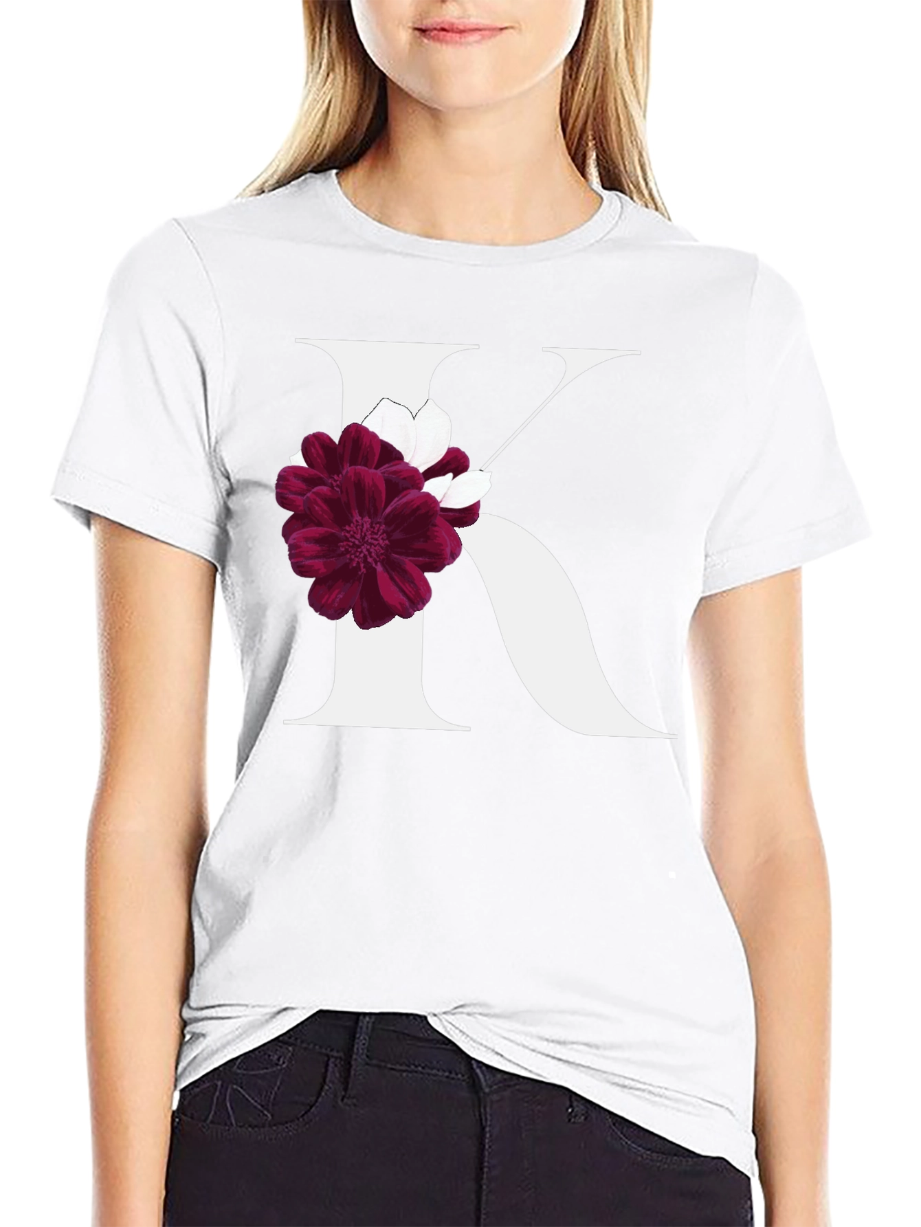 Floral Letter K Graphic Tee