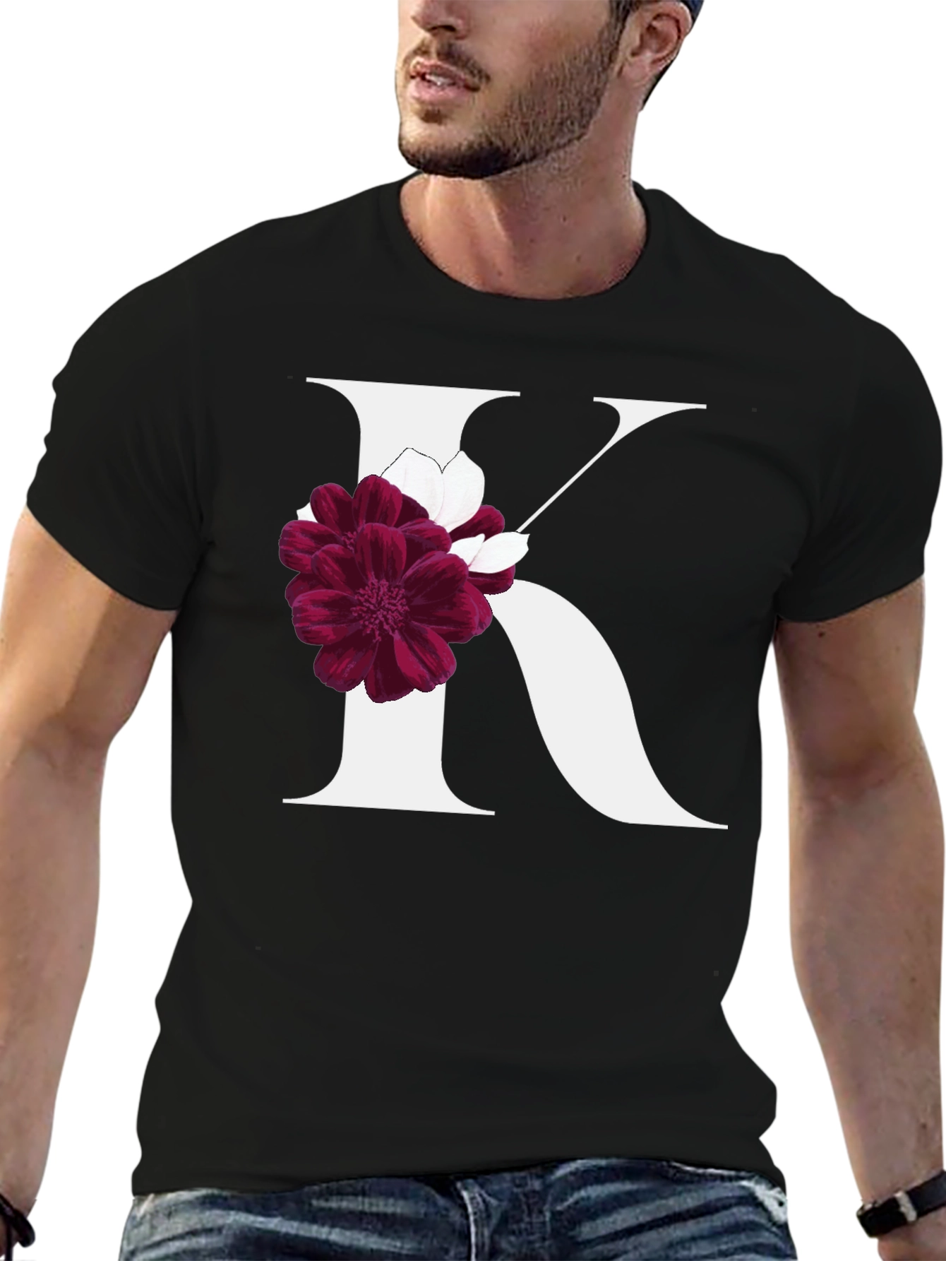 Floral Letter K Graphic Tee