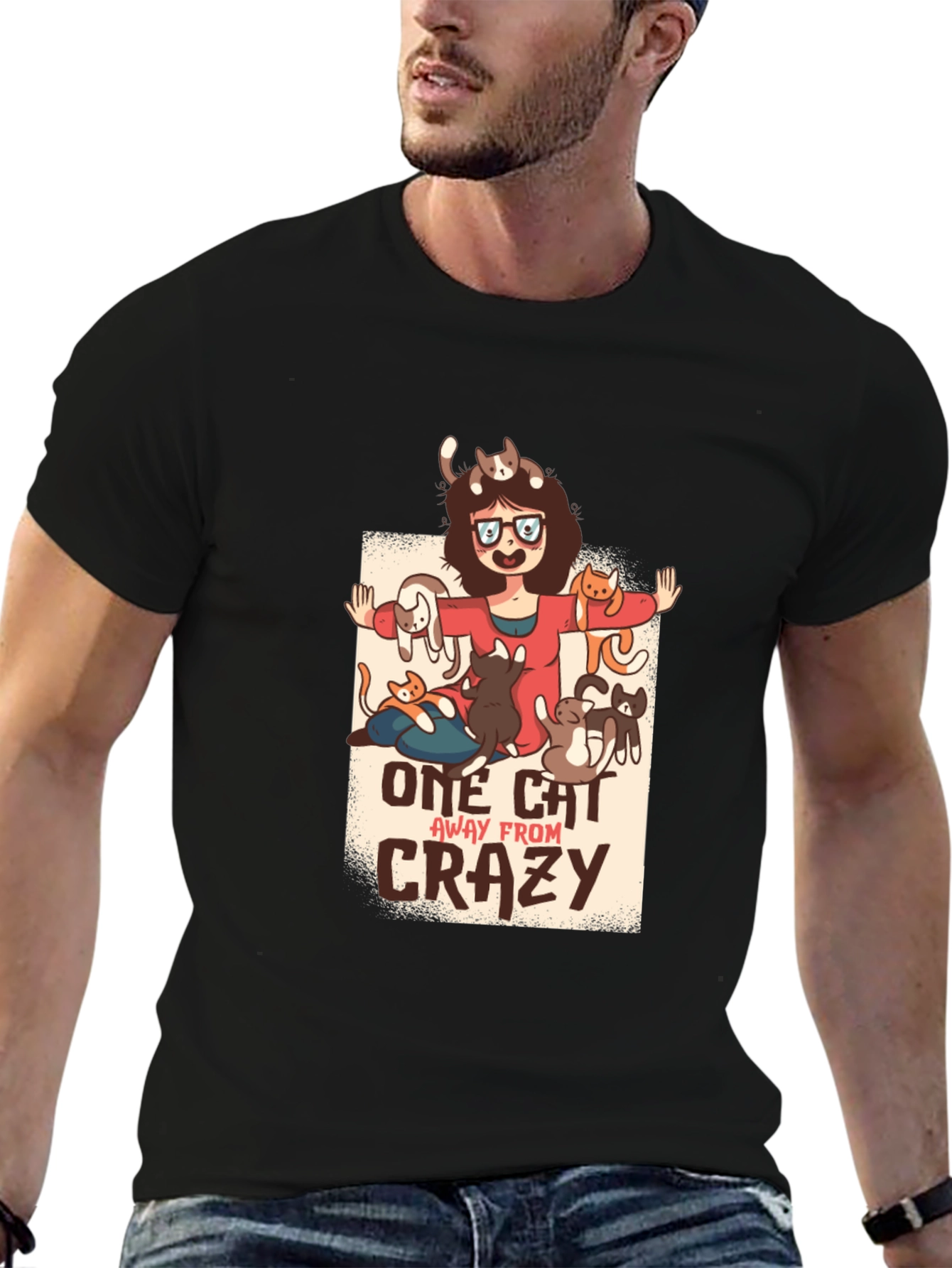 One Cat Away From Crazy Graphic T-Shirt