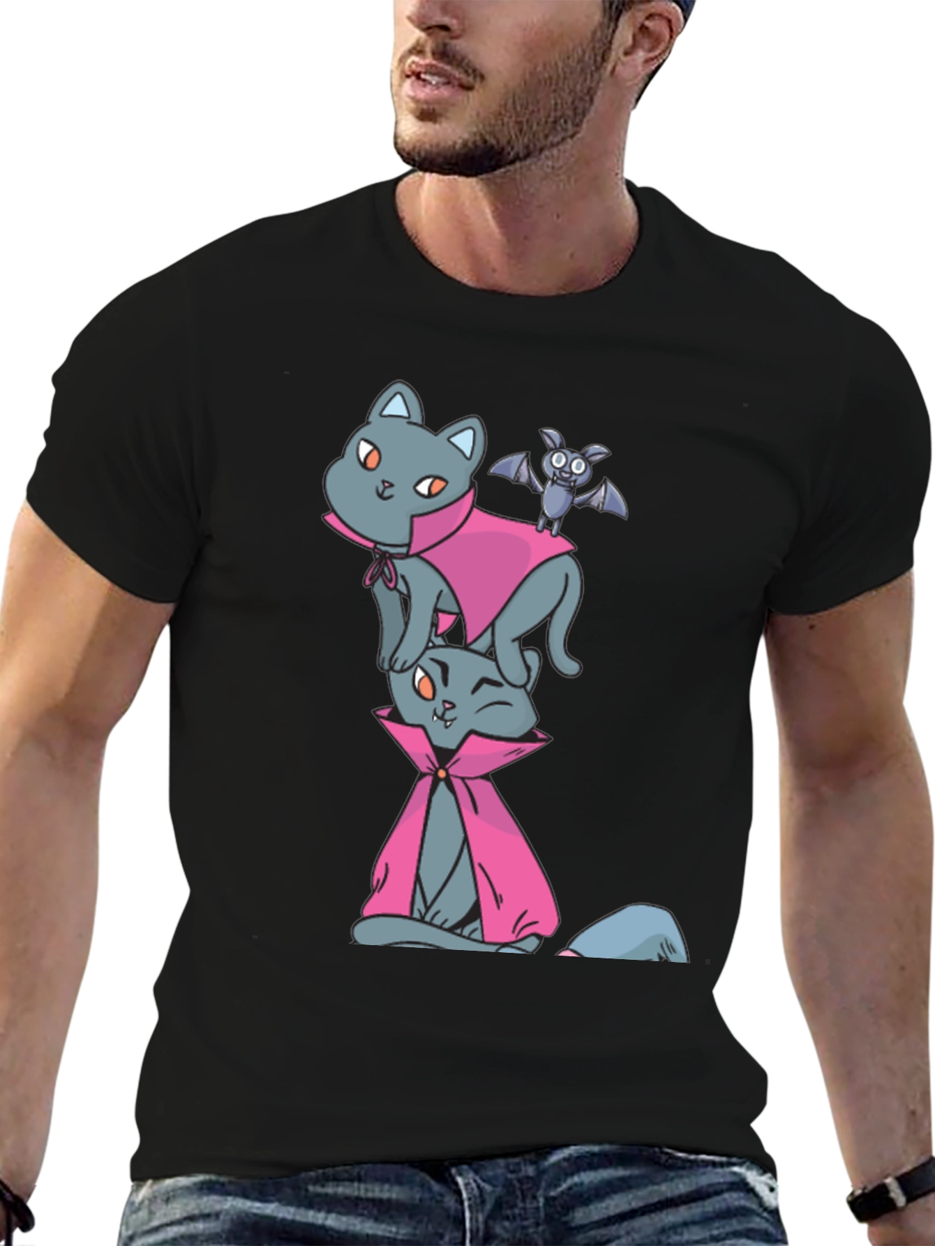Halloween Cats & Bat T-Shirt