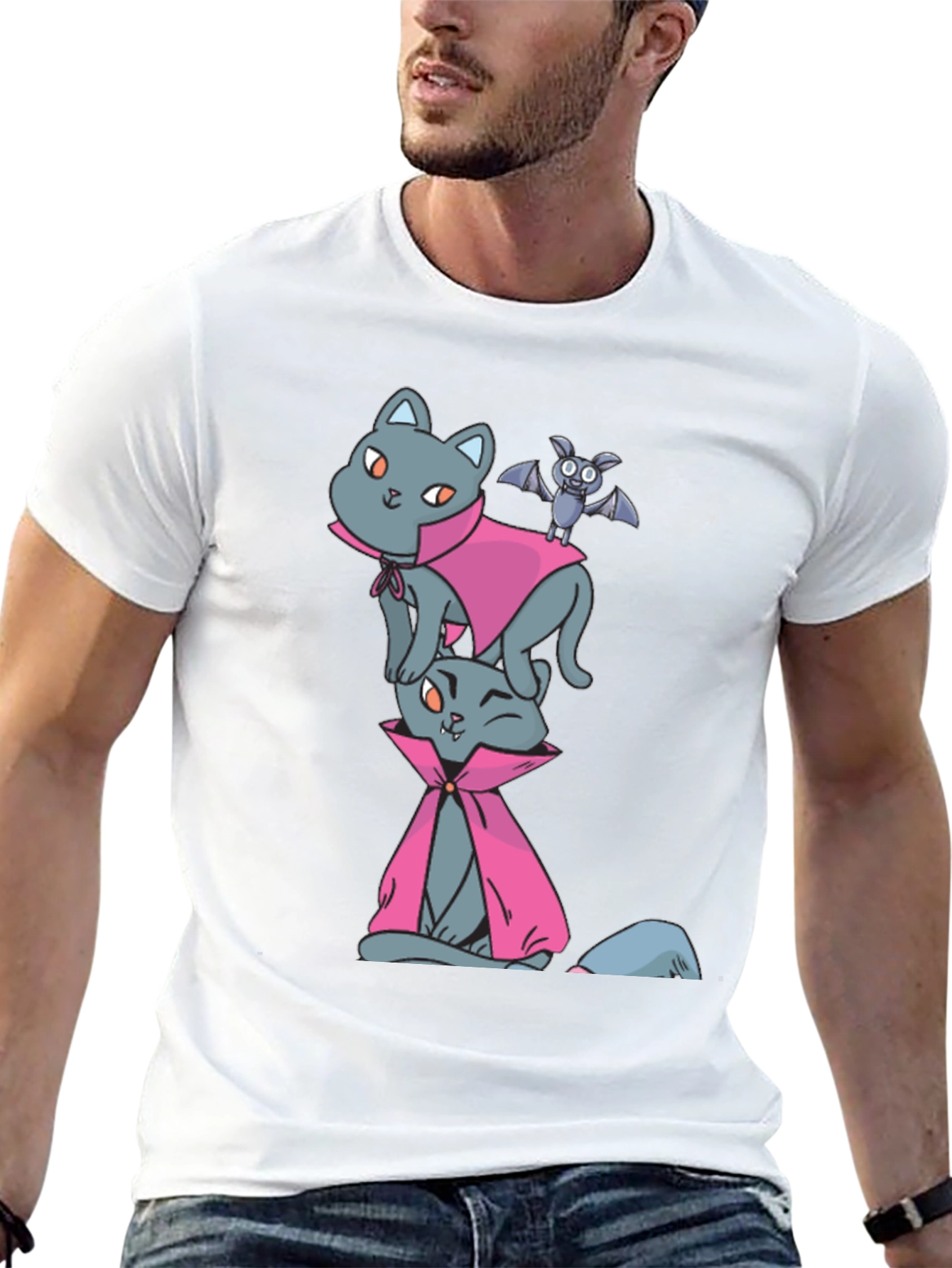 Halloween Cats & Bat T-Shirt