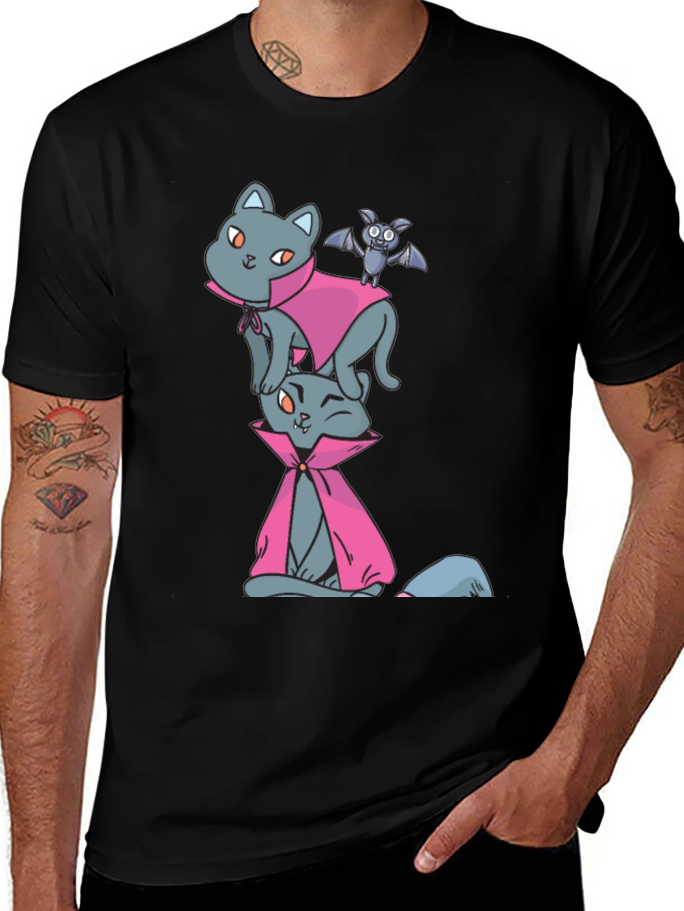 Halloween Cats & Bat T-Shirt