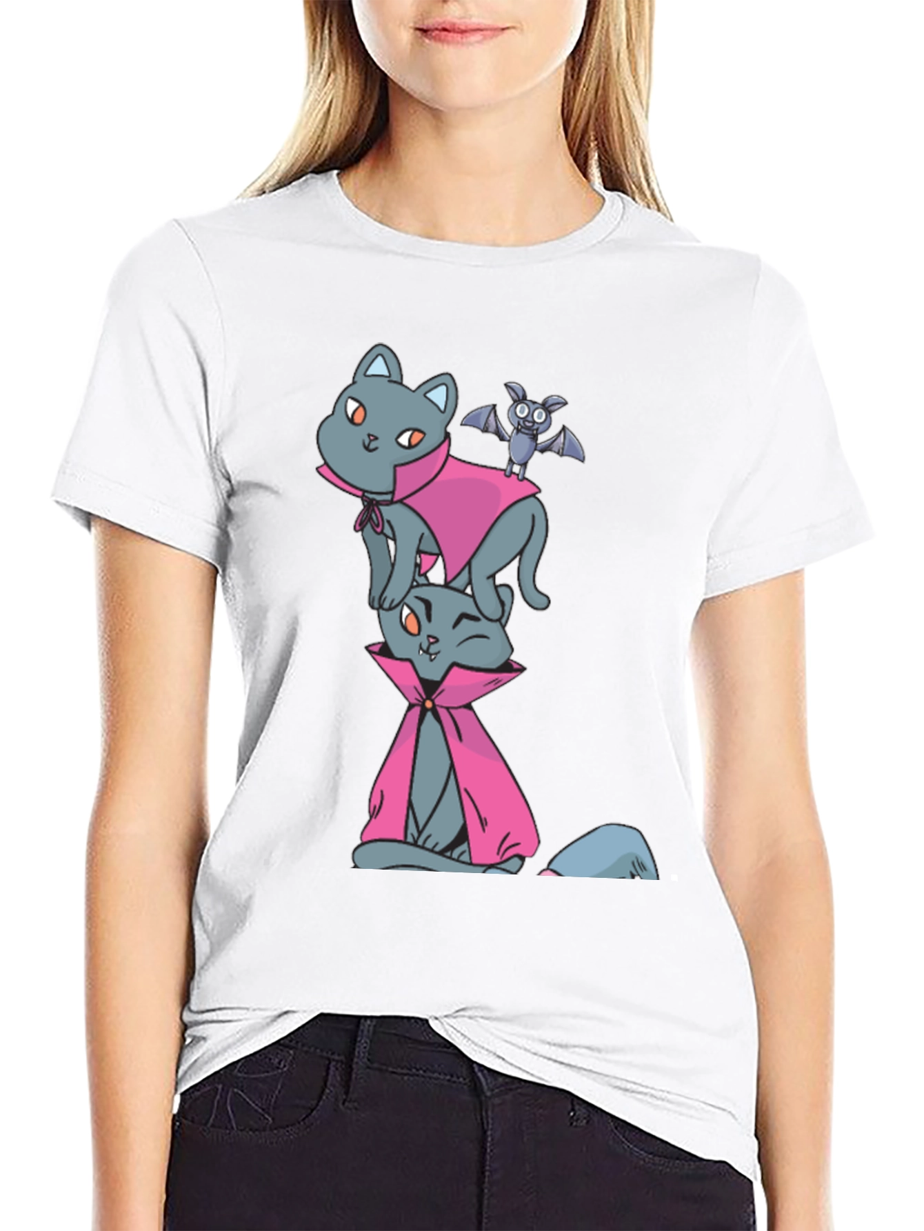 Halloween Cats & Bat T-Shirt