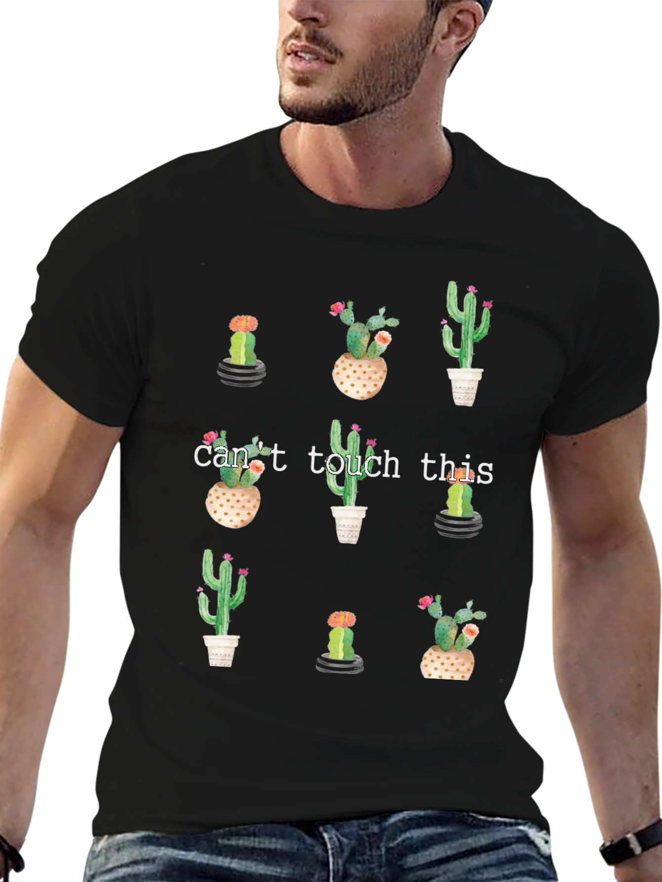 Cactus Print Tee - Cant Touch This Graphic T-Shirt