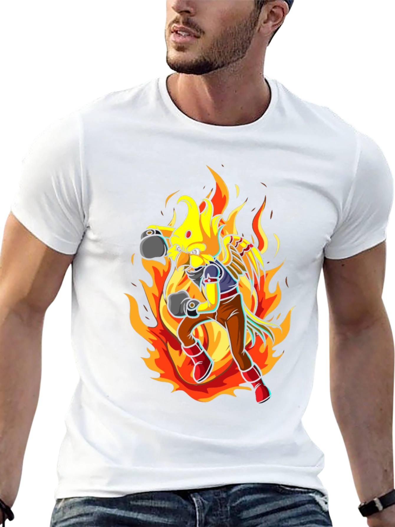 Fiery Bird Boxer T-Shirt - Unique Graphic Tee
