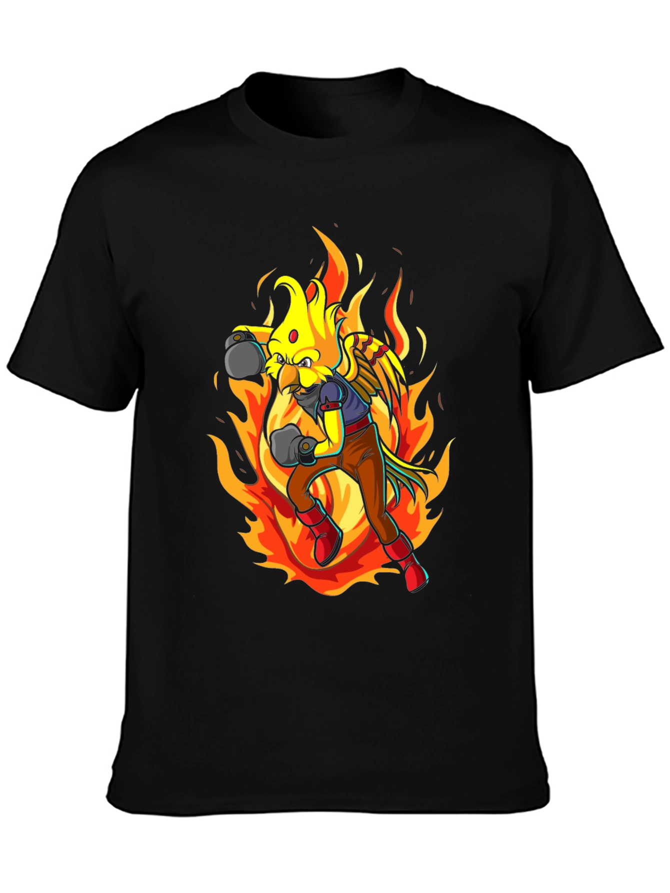 Fiery Bird Boxer T-Shirt - Unique Graphic Tee