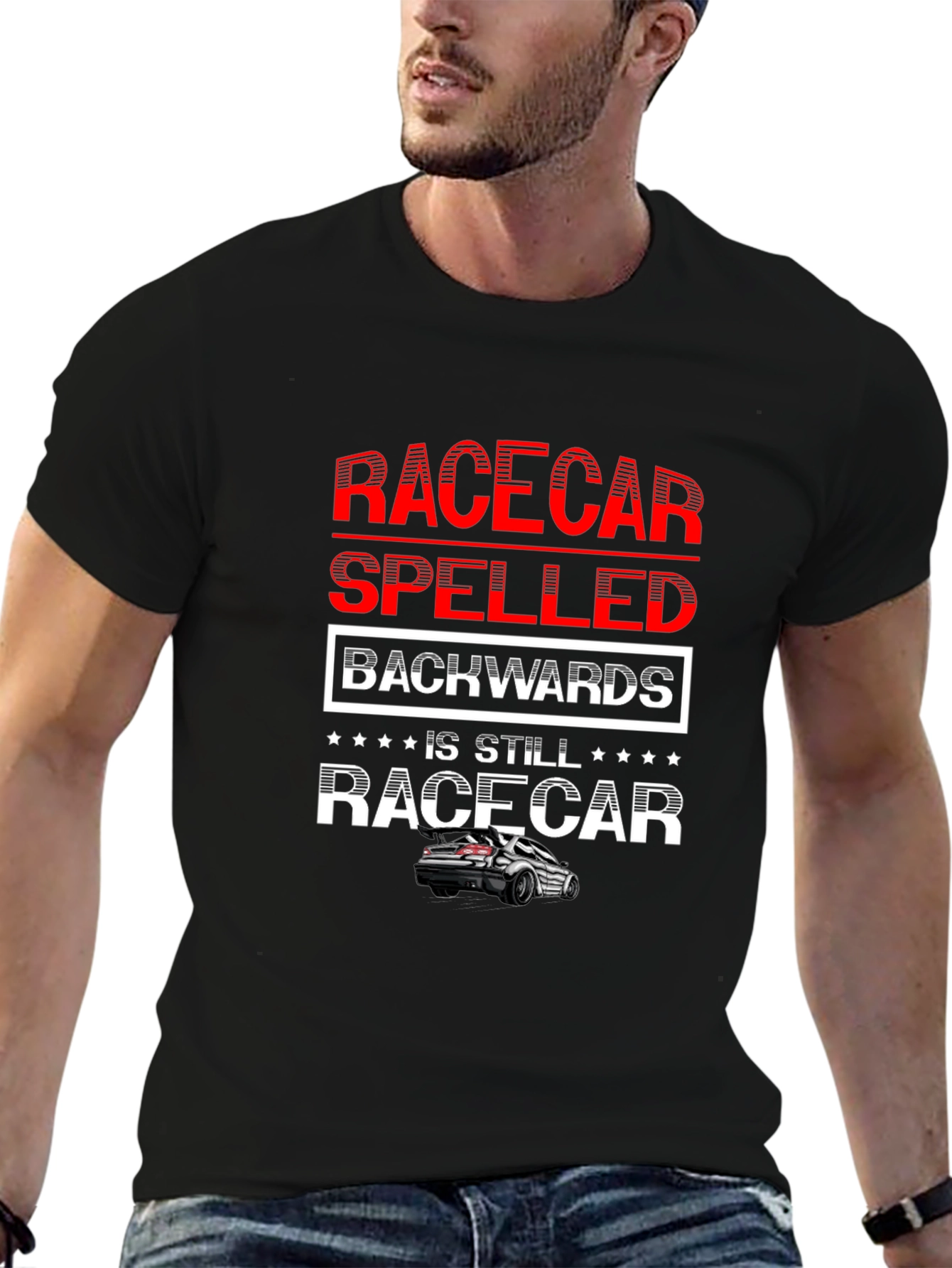 Racecar Spelled Backwards T-Shirt - Car Enthusiast Apparel