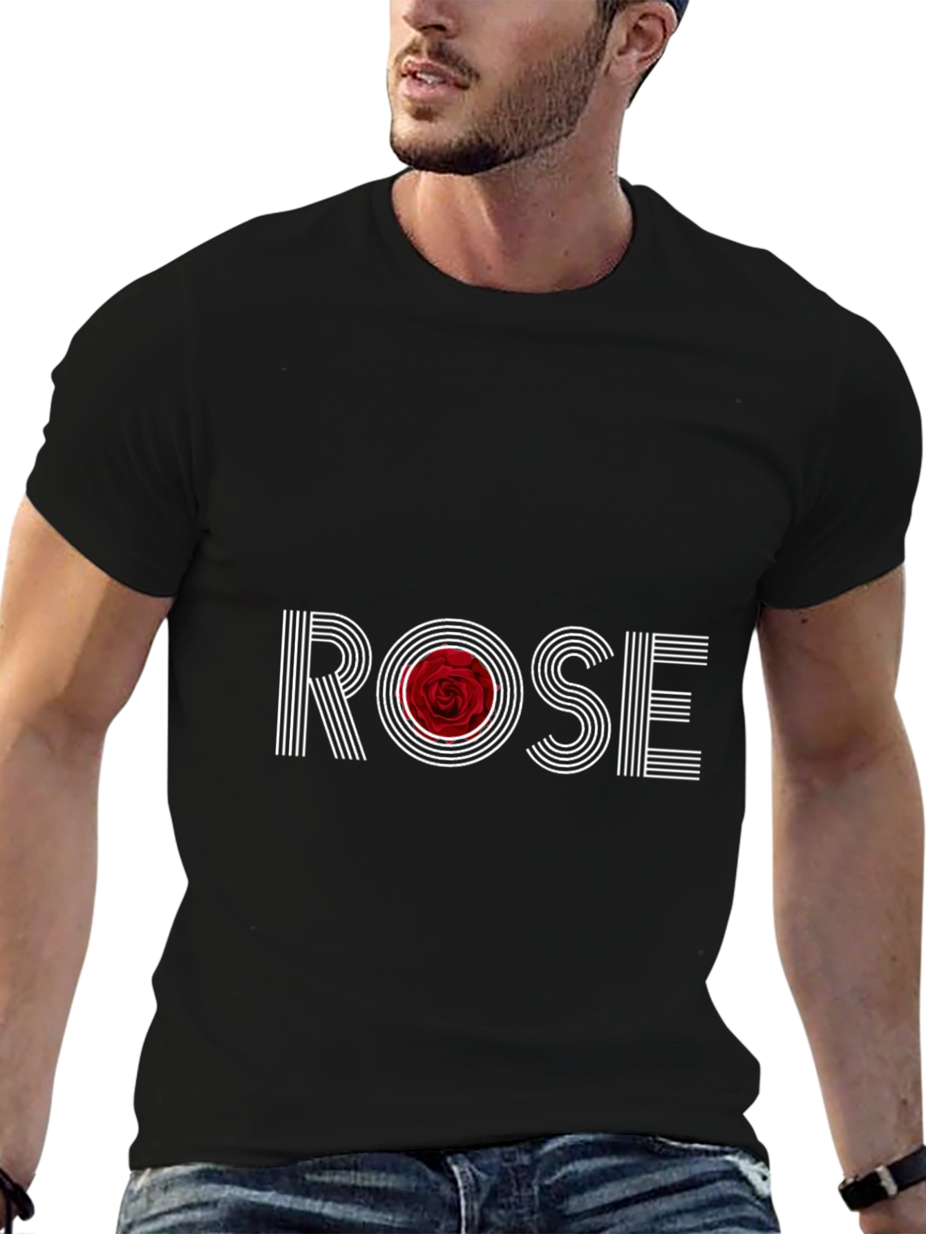 ROSE Graphic Tee - Black Cotton T-Shirt