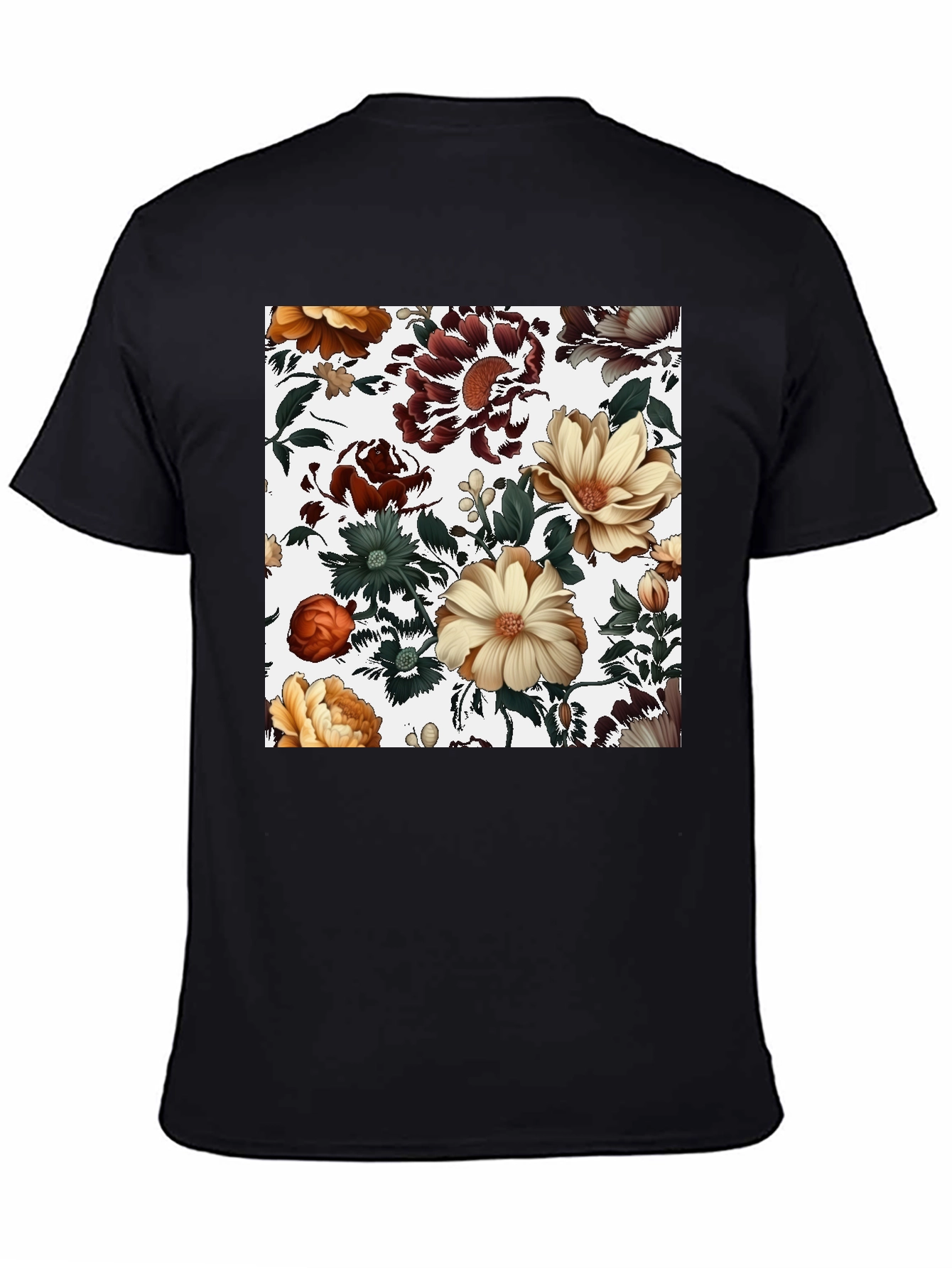 Floral Print Black T-Shirt